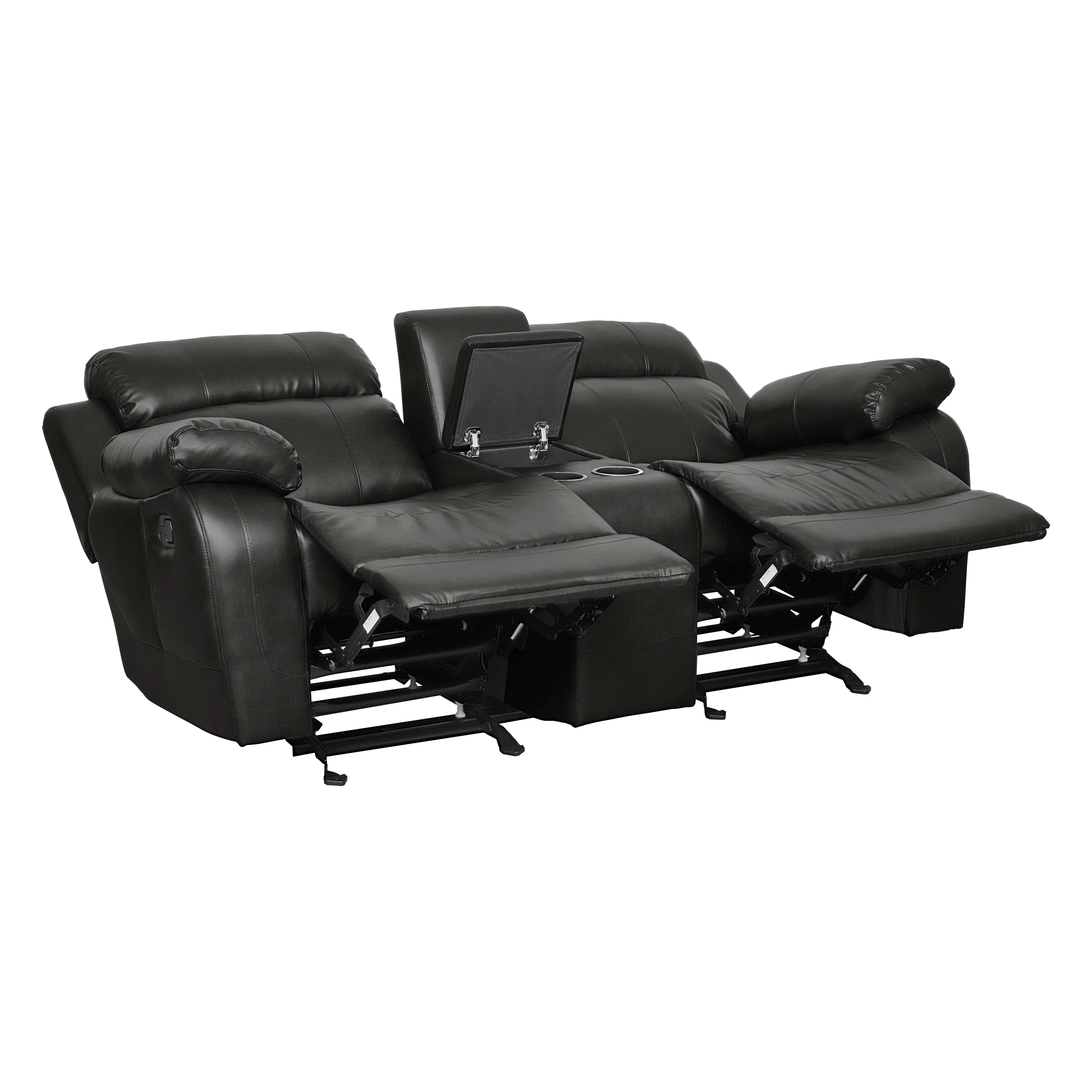 Marille Double Glider Reclining Loveseat with Center Console in Black - 9724BLK-2 - Image 5