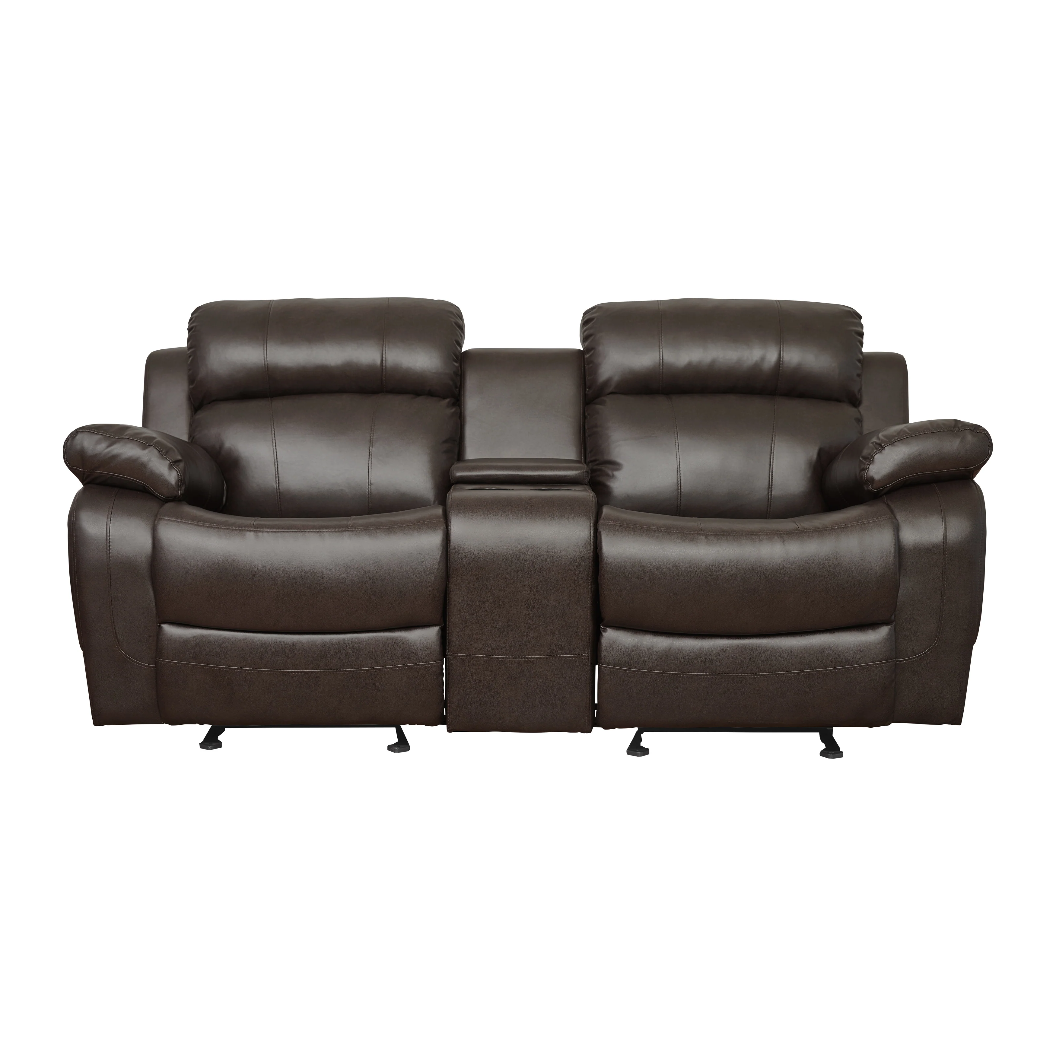 Marille Double Glider Reclining Loveseat with Center Console in Brown - 9724BRW-2