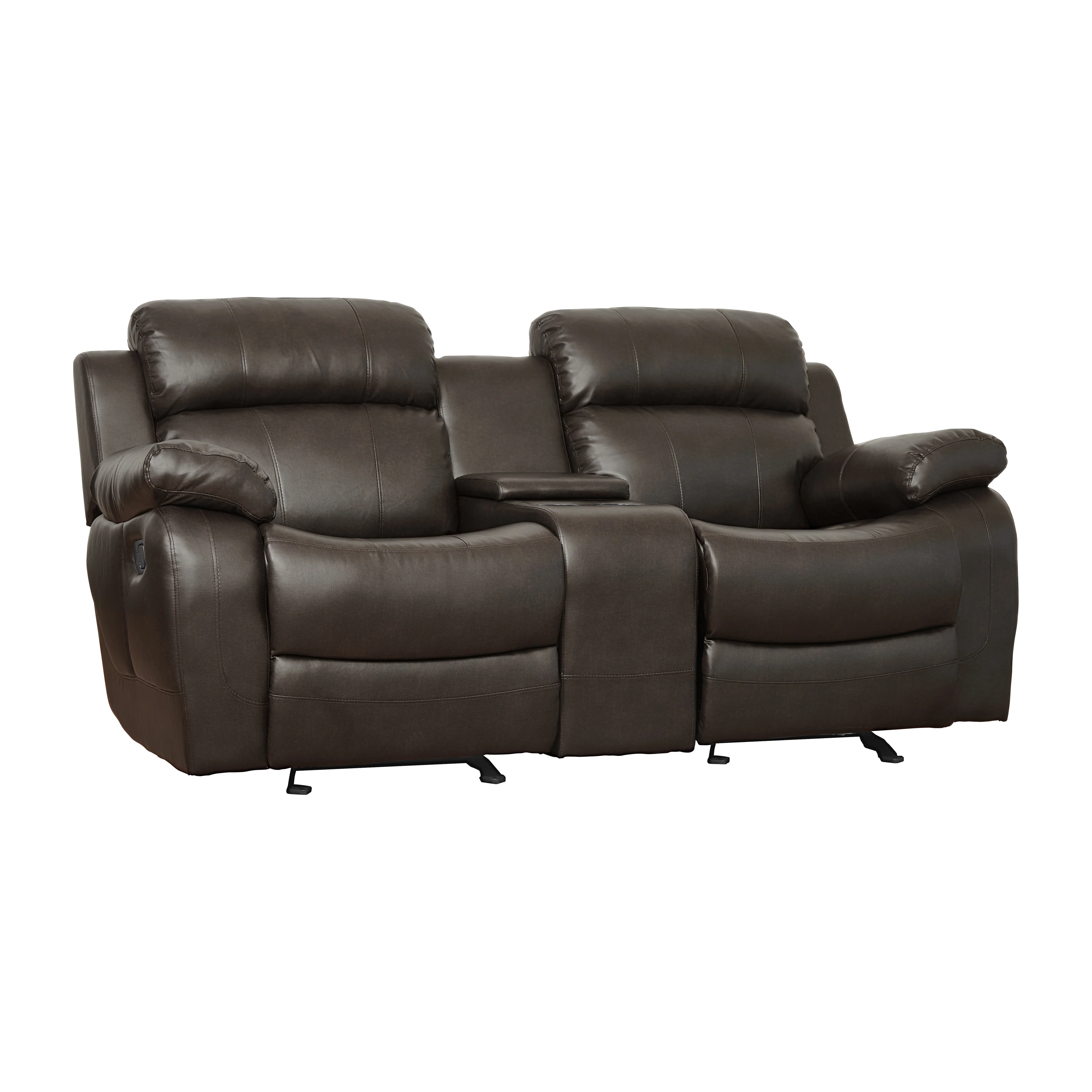 Marille Double Glider Reclining Loveseat with Center Console in Brown - 9724BRW-2 - Image 2