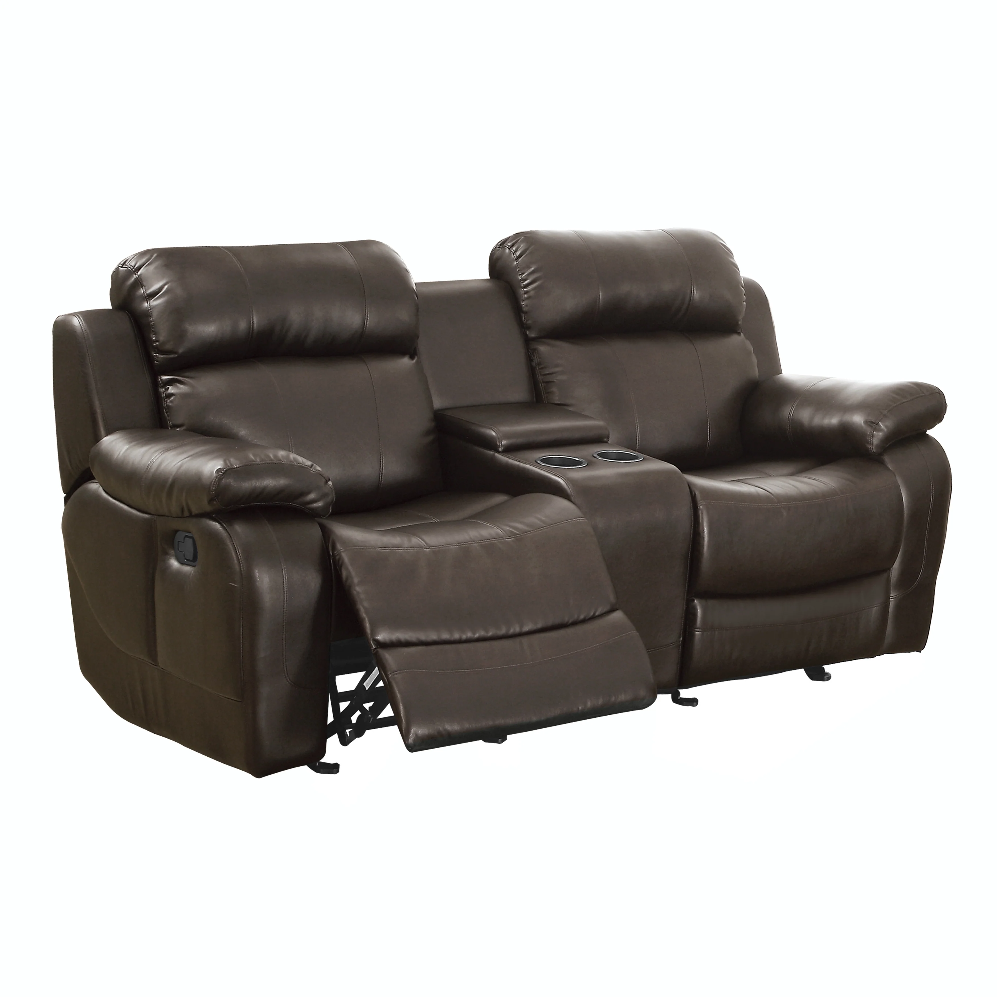 Marille Double Glider Reclining Loveseat with Center Console in Brown - 9724BRW-2 - Image 4