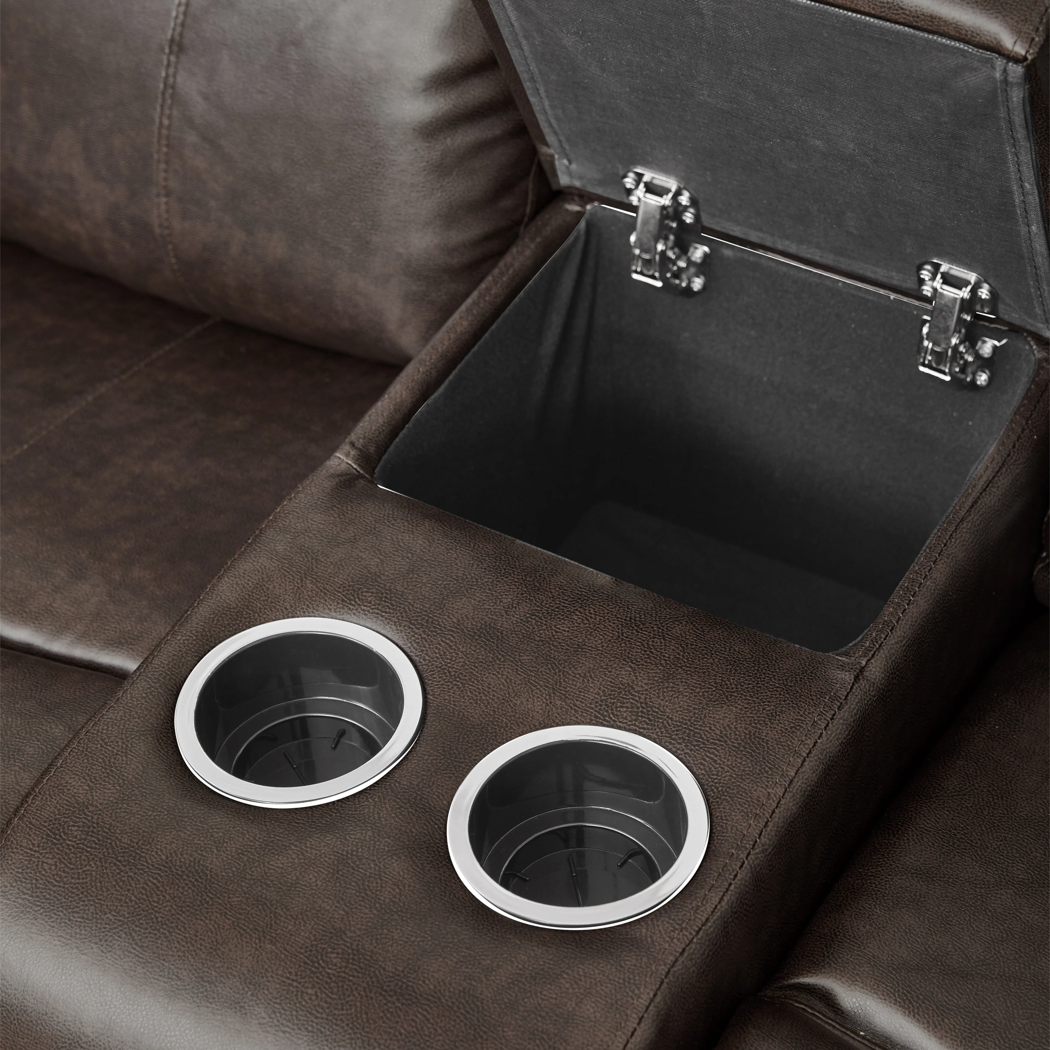 Marille Double Glider Reclining Loveseat with Center Console in Brown - 9724BRW-2 - Image 6