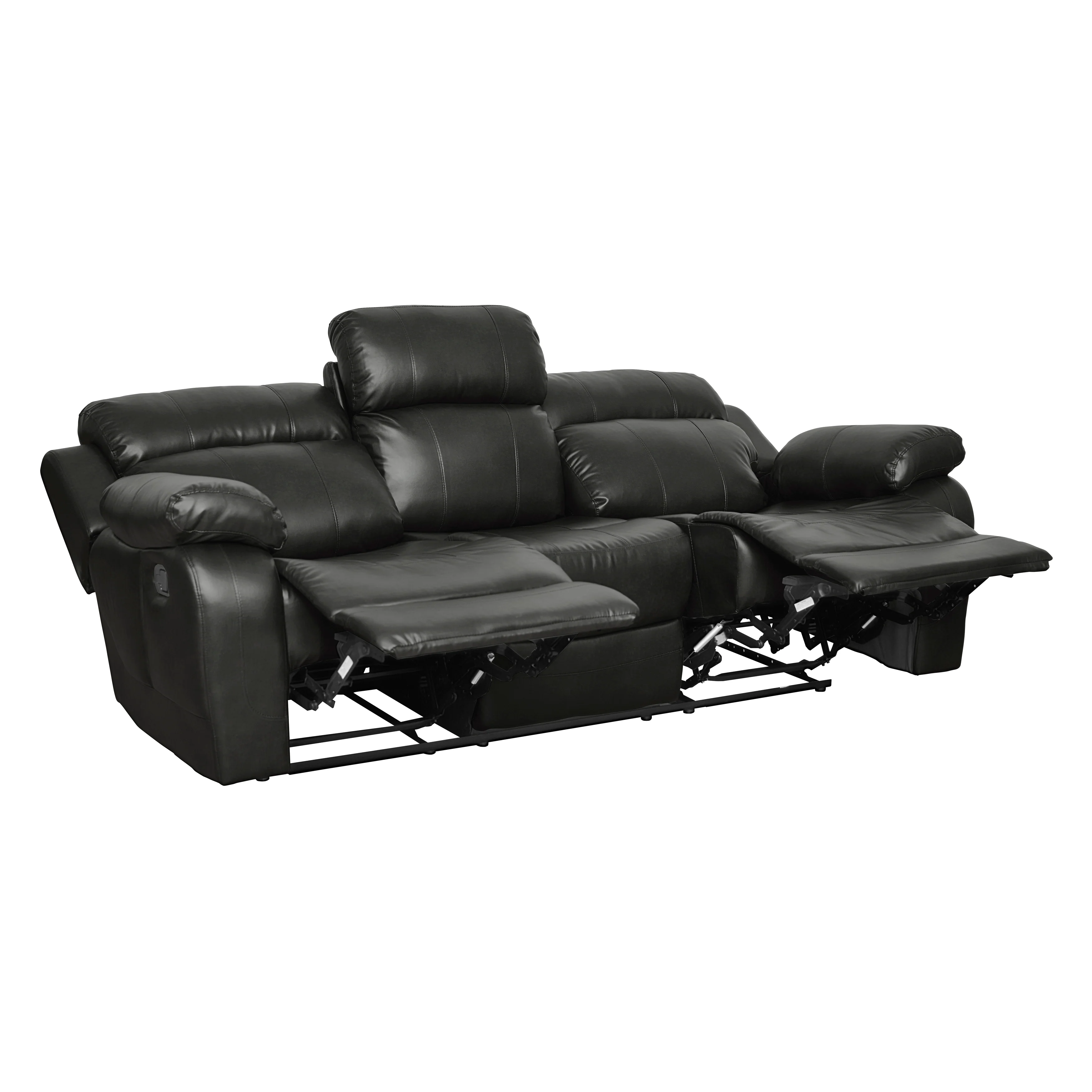 Marille Double Reclining Sofa with Center Drop-Down Cup Holders in Black - 9724BLK-3 - Image 4
