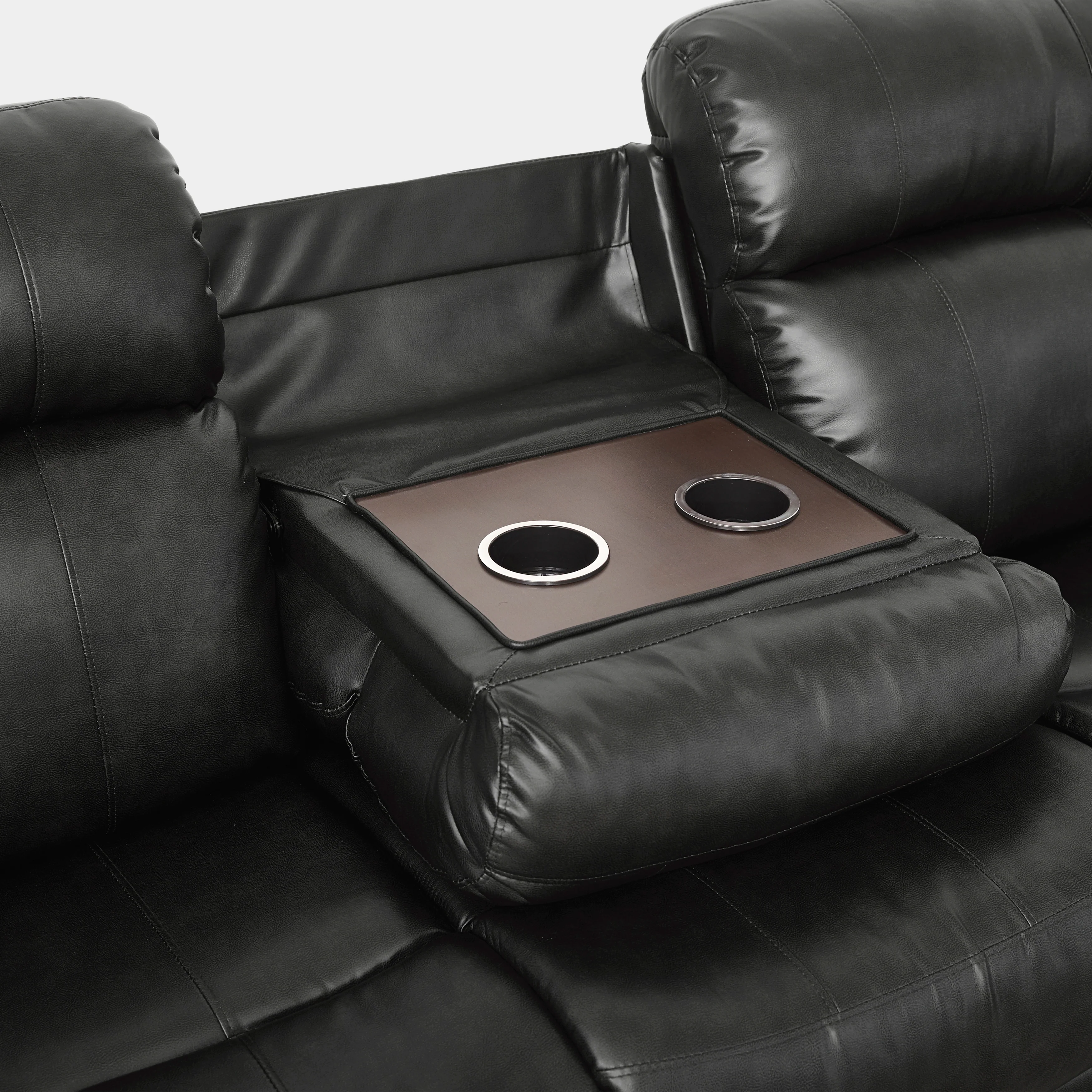 Marille Double Reclining Sofa with Center Drop-Down Cup Holders in Black - 9724BLK-3 - Image 5