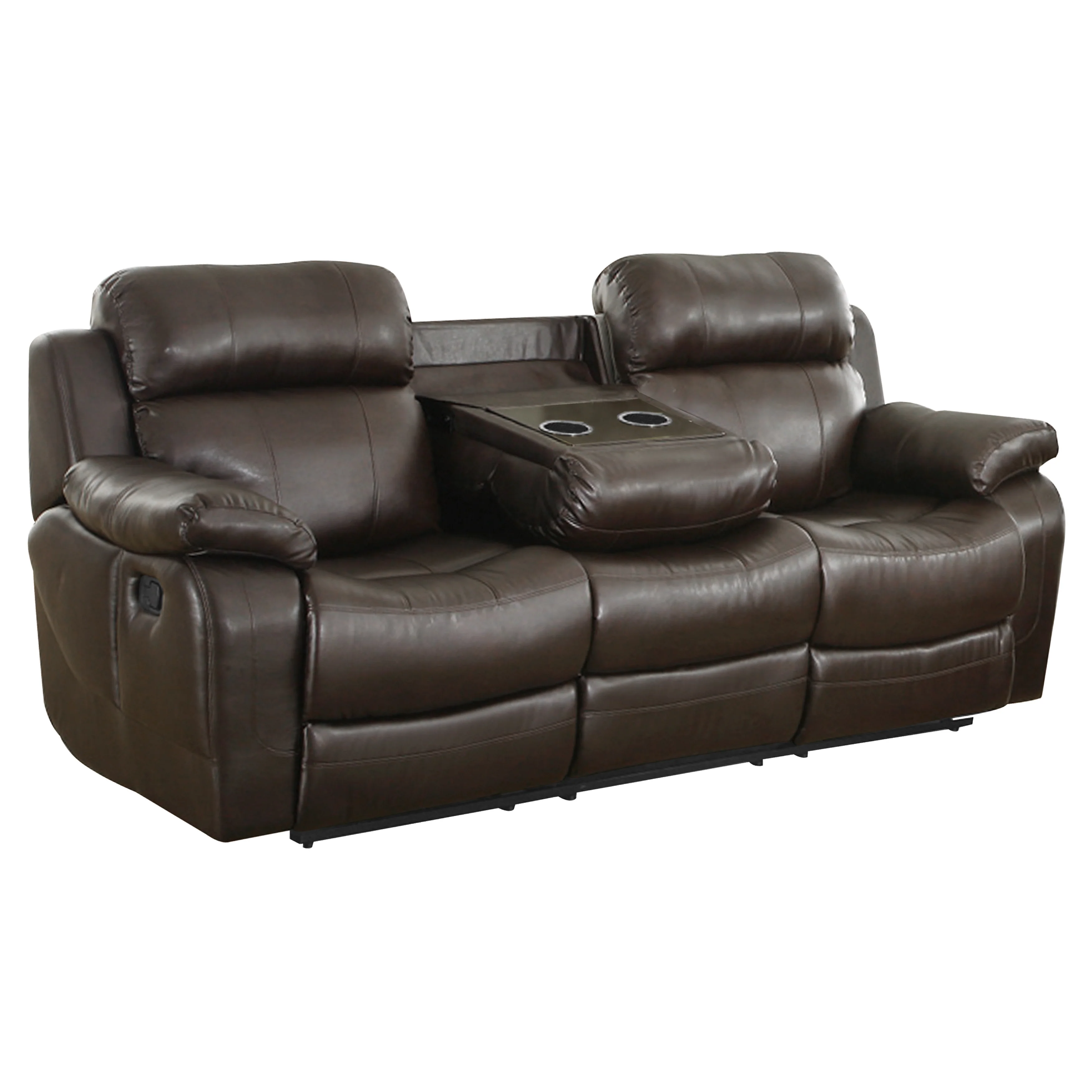 Marille Double Reclining Sofa with Center Drop-Down Cup Holders in Brown - 9724BRW-3 - Image 4