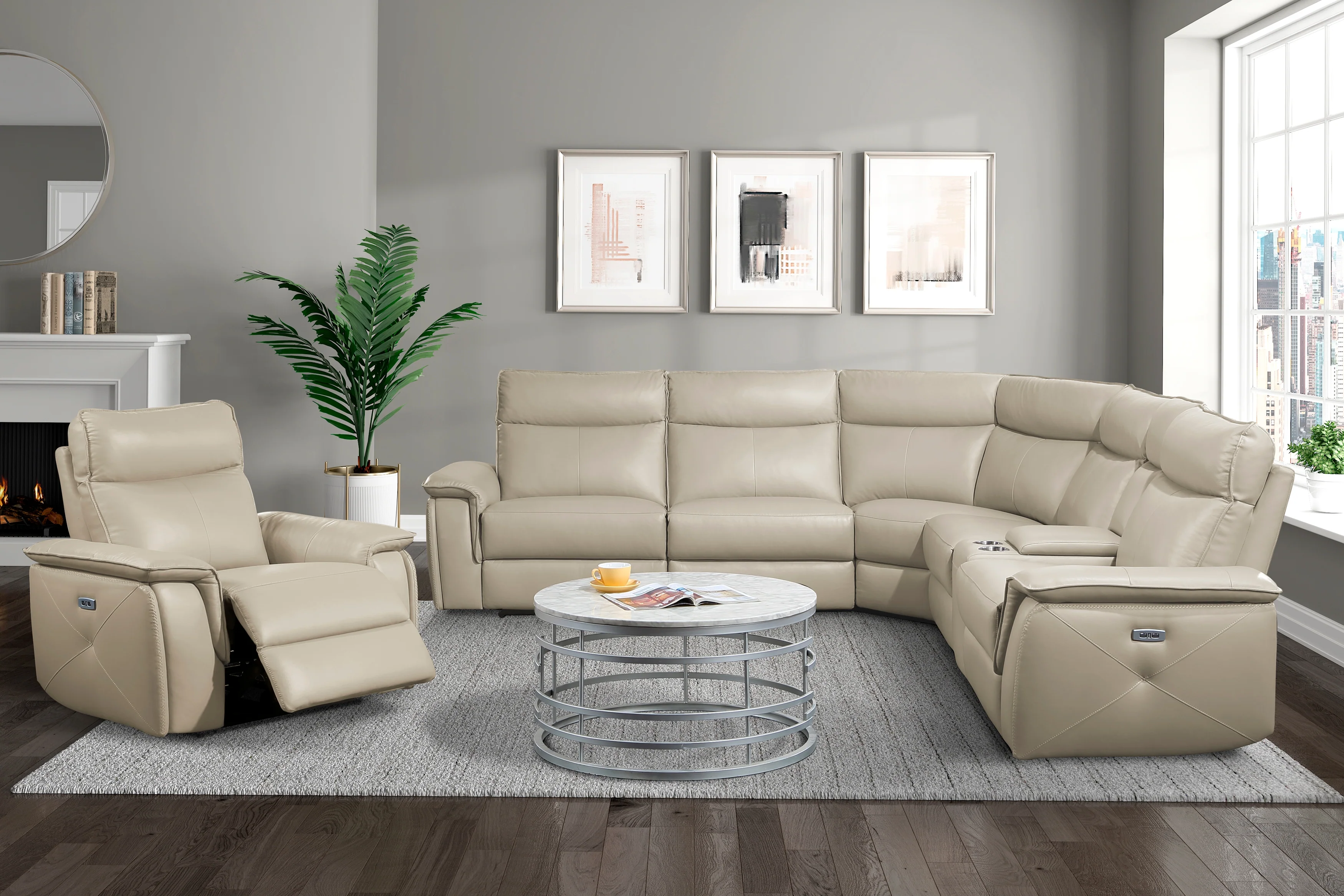 Maroni Power Reclining Chair with Power Headrest in Taupe - 8259RFTP-1PWH - Image 3