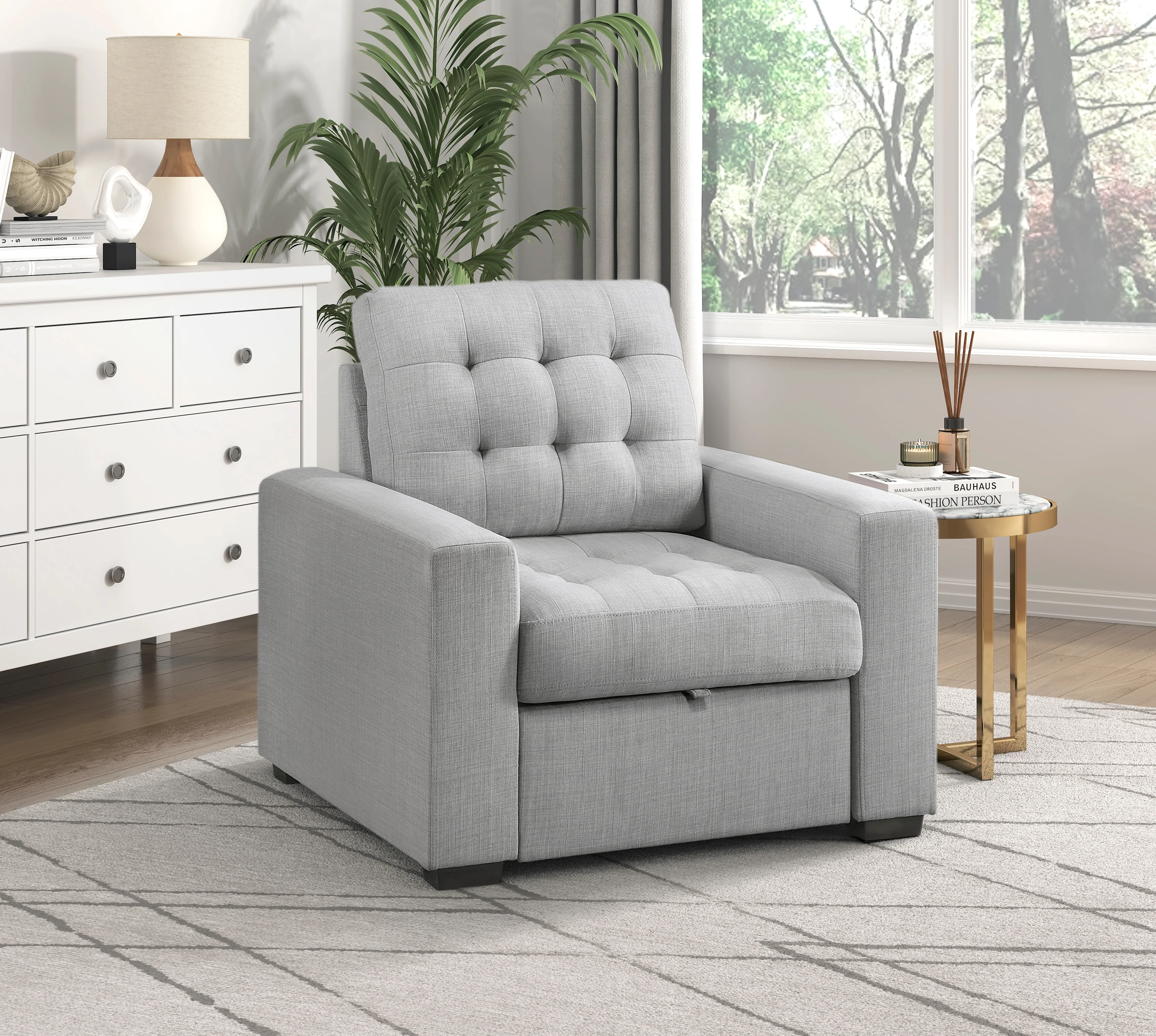 Mccafferty Chair with Pull-out Ottoman in Gray - 9916GY-1 - Image 6