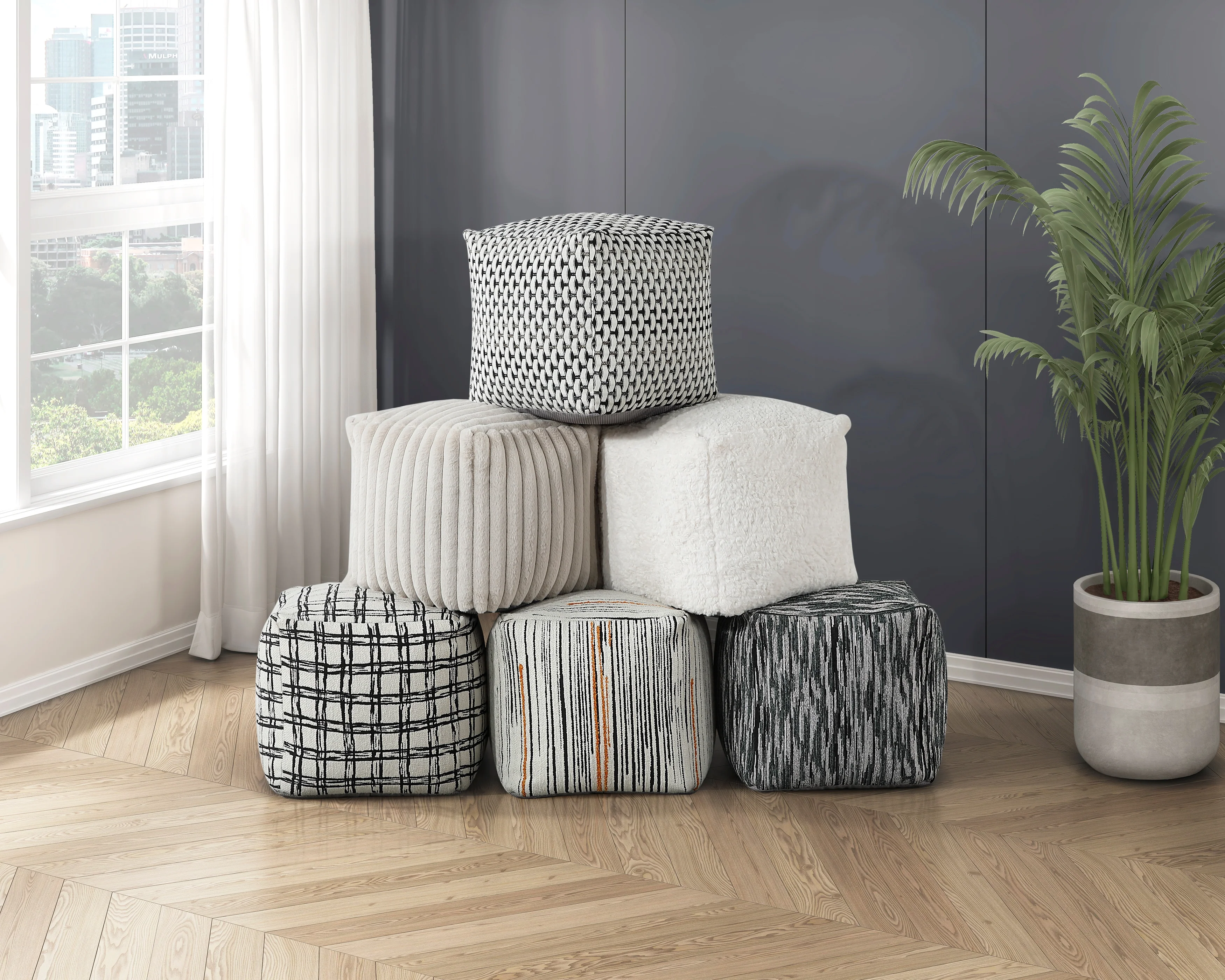 Misty Pouf in Black/White - P31014 - Image 4