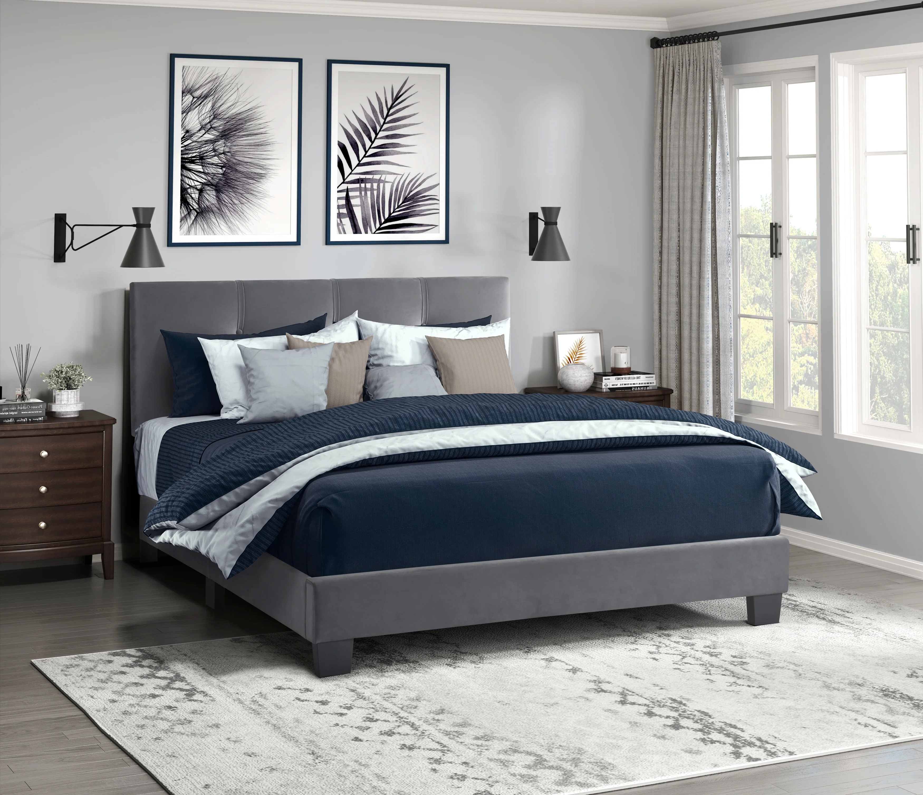 Newberry Full Platform Bed in Gray - 1350DGF-1 - Image 2