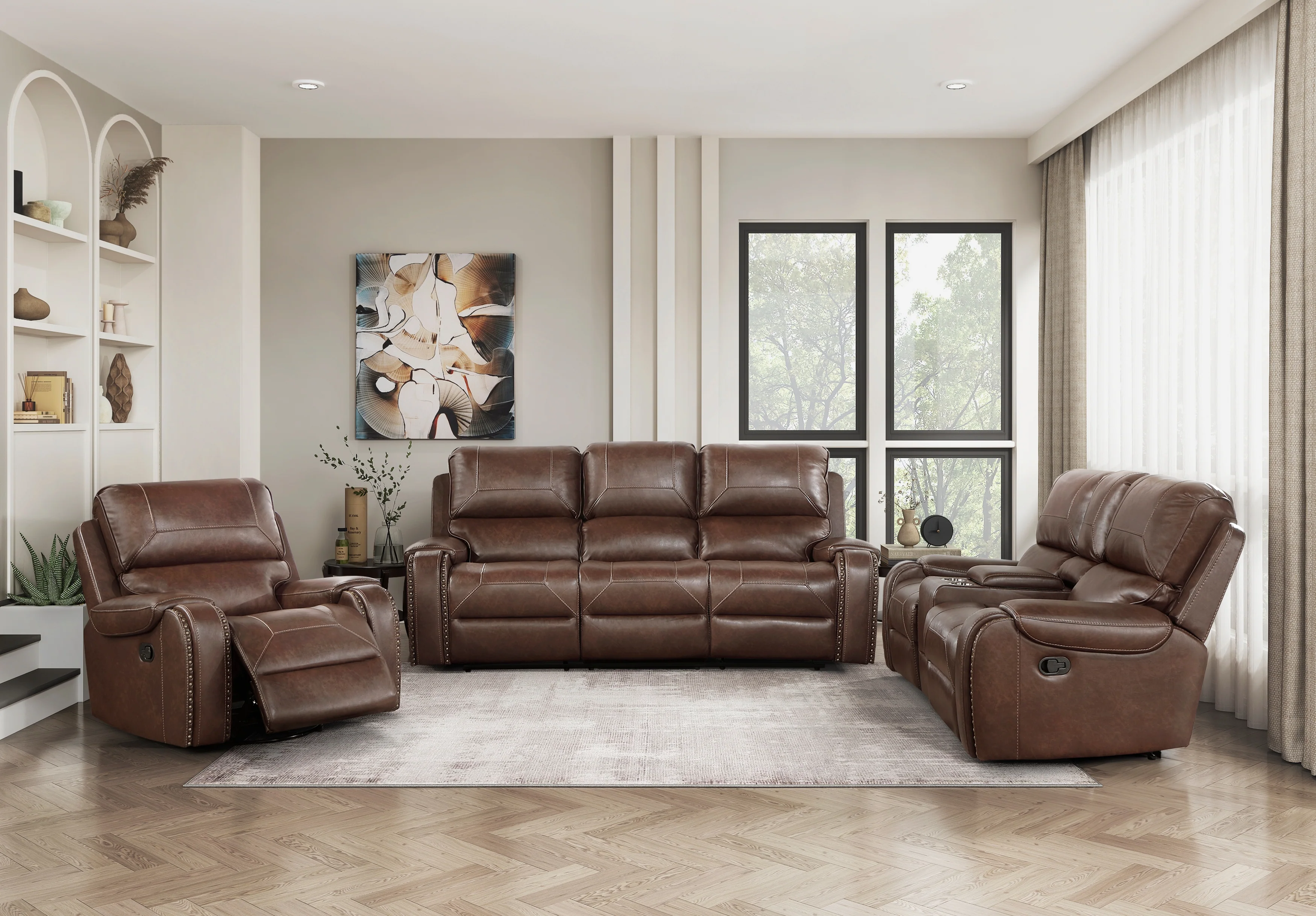 Newnan Swivel Glider Reclining Chair in Brown - 8549BRW-1 - Image 6