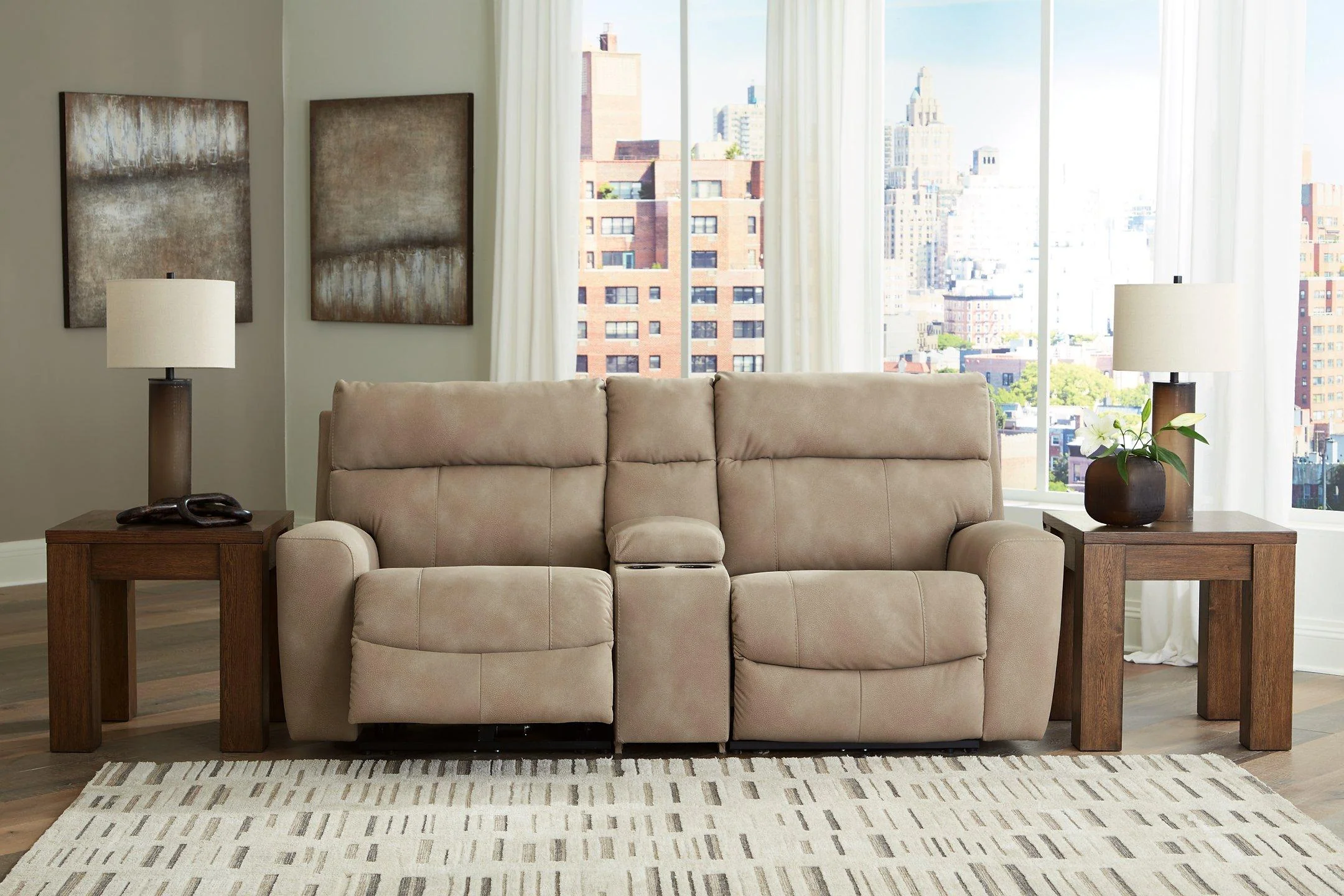 Next-Gen DuraPella Power Reclining Sectional Loveseat with Console - Image 46