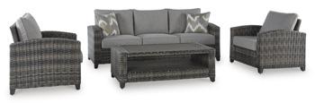 Oasis Court Outdoor Sofa/Chairs/Table Set (Set of 4) - Image 3