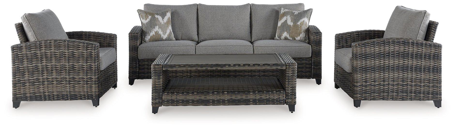 Oasis Court Outdoor Sofa/Chairs/Table Set (Set of 4) - Image 5