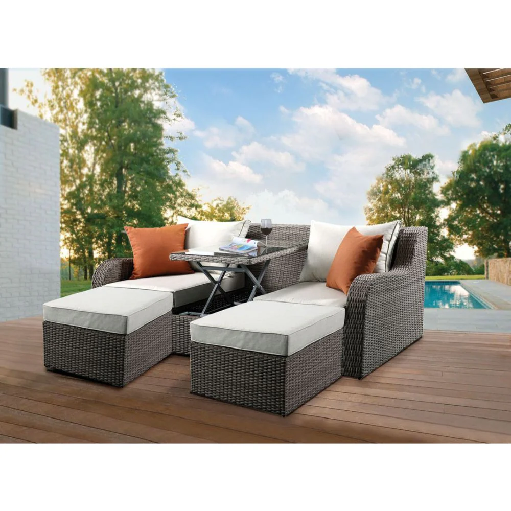 Patio Sofa w/2 Pillows & 2 Ottomans - Image 2
