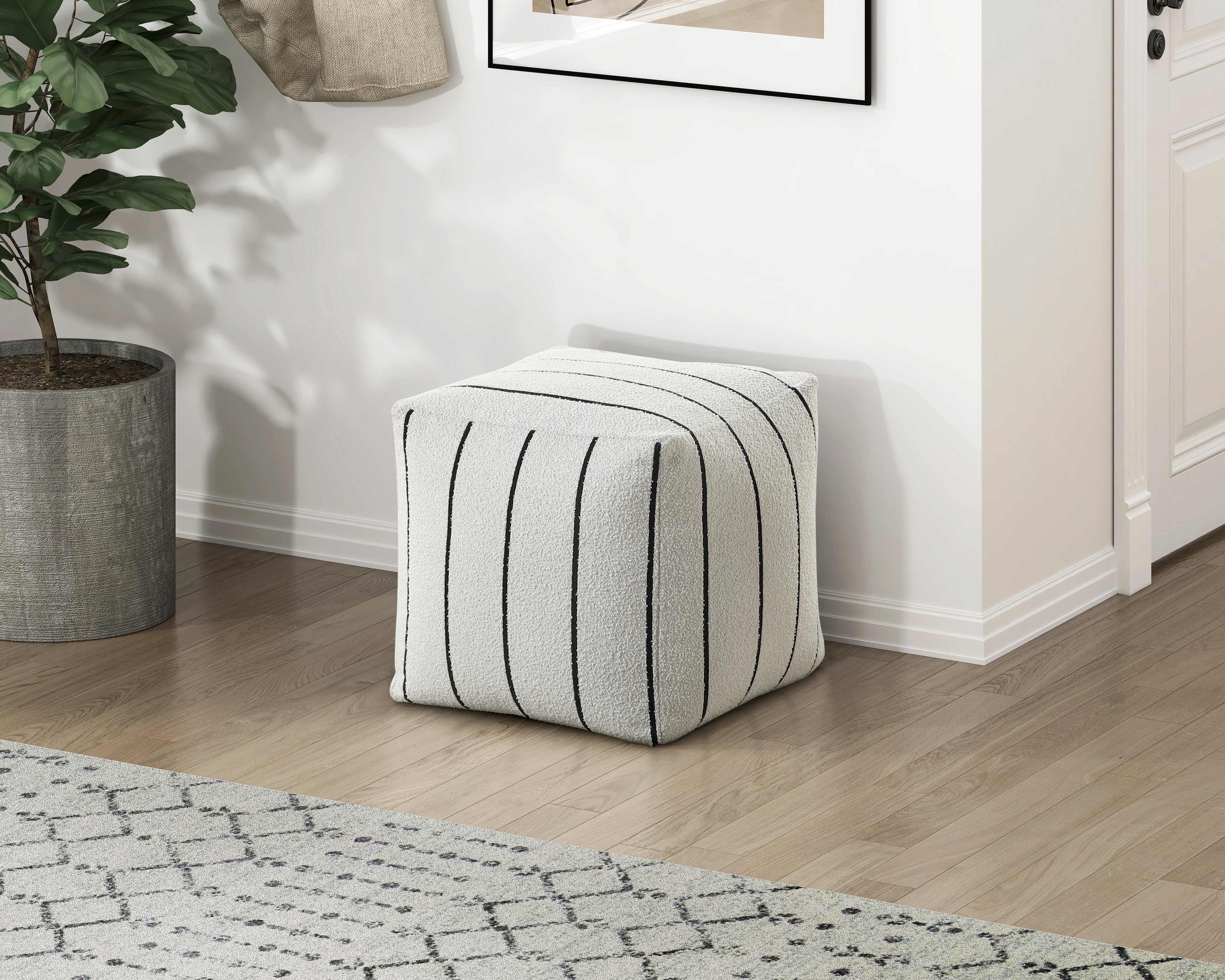 Pewter Pouf in Black/White - P31013 - Image 3