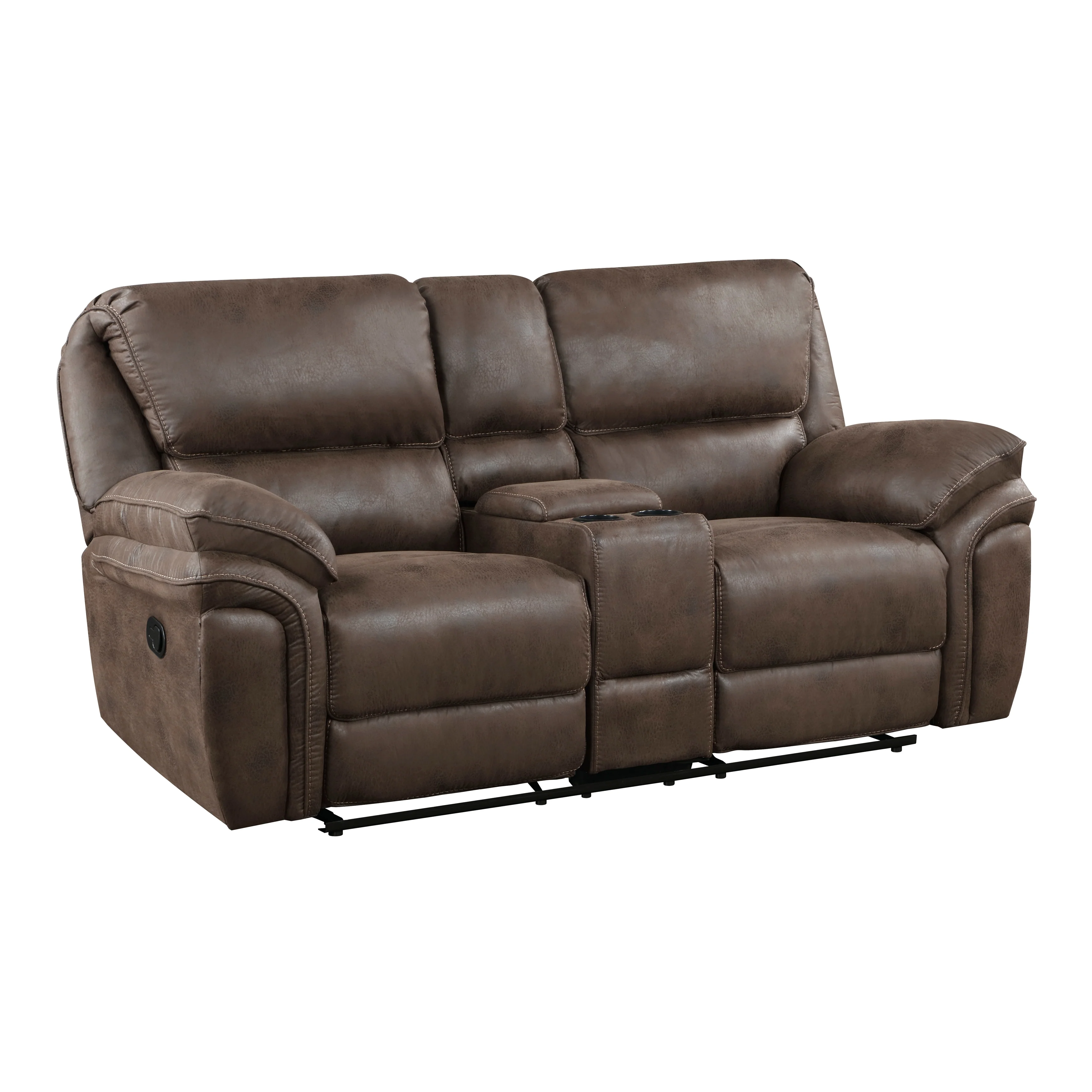 Proctor Double Reclining Loveseat with Center Console in Brown - 8517BRW-2 - Image 3