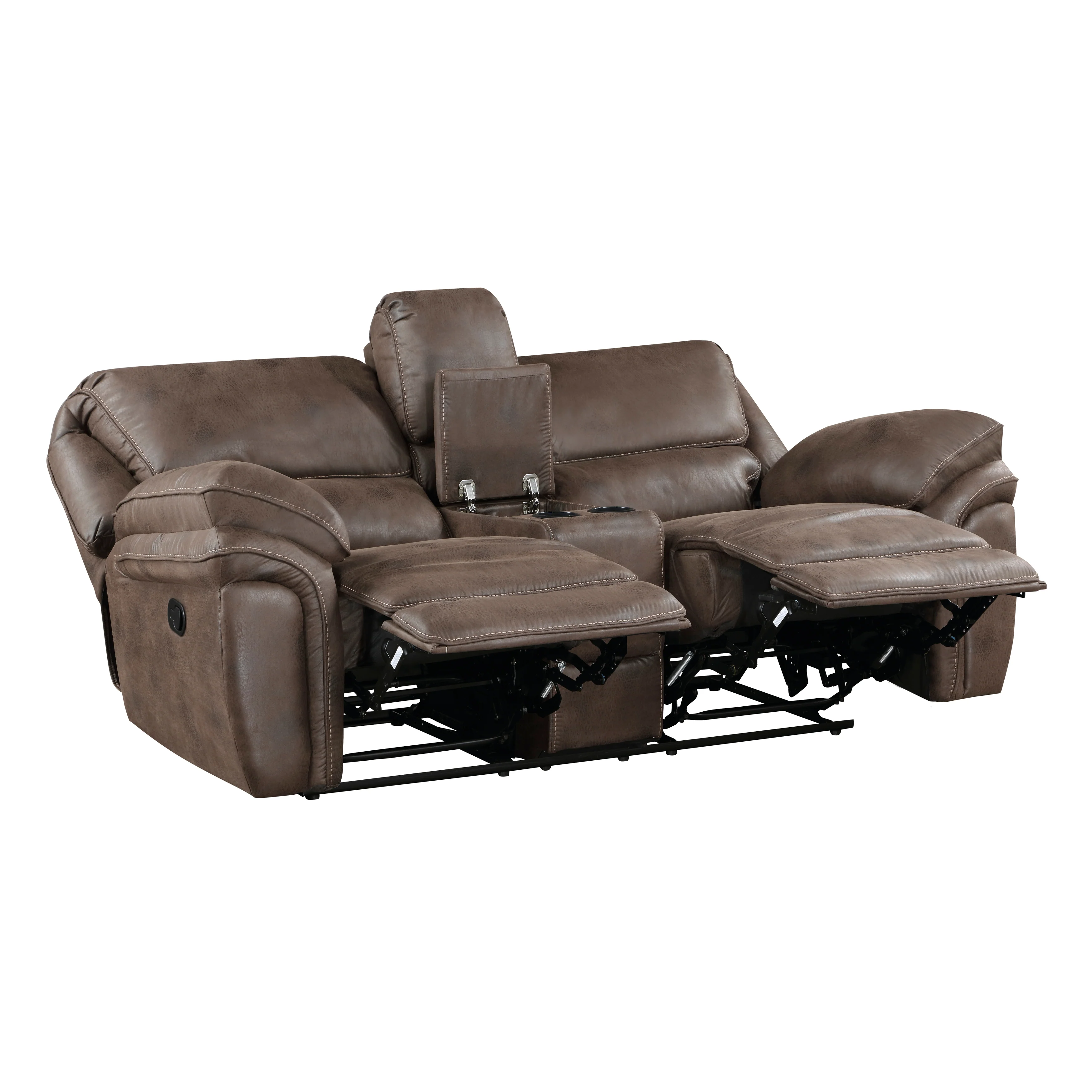 Proctor Double Reclining Loveseat with Center Console in Brown - 8517BRW-2 - Image 5