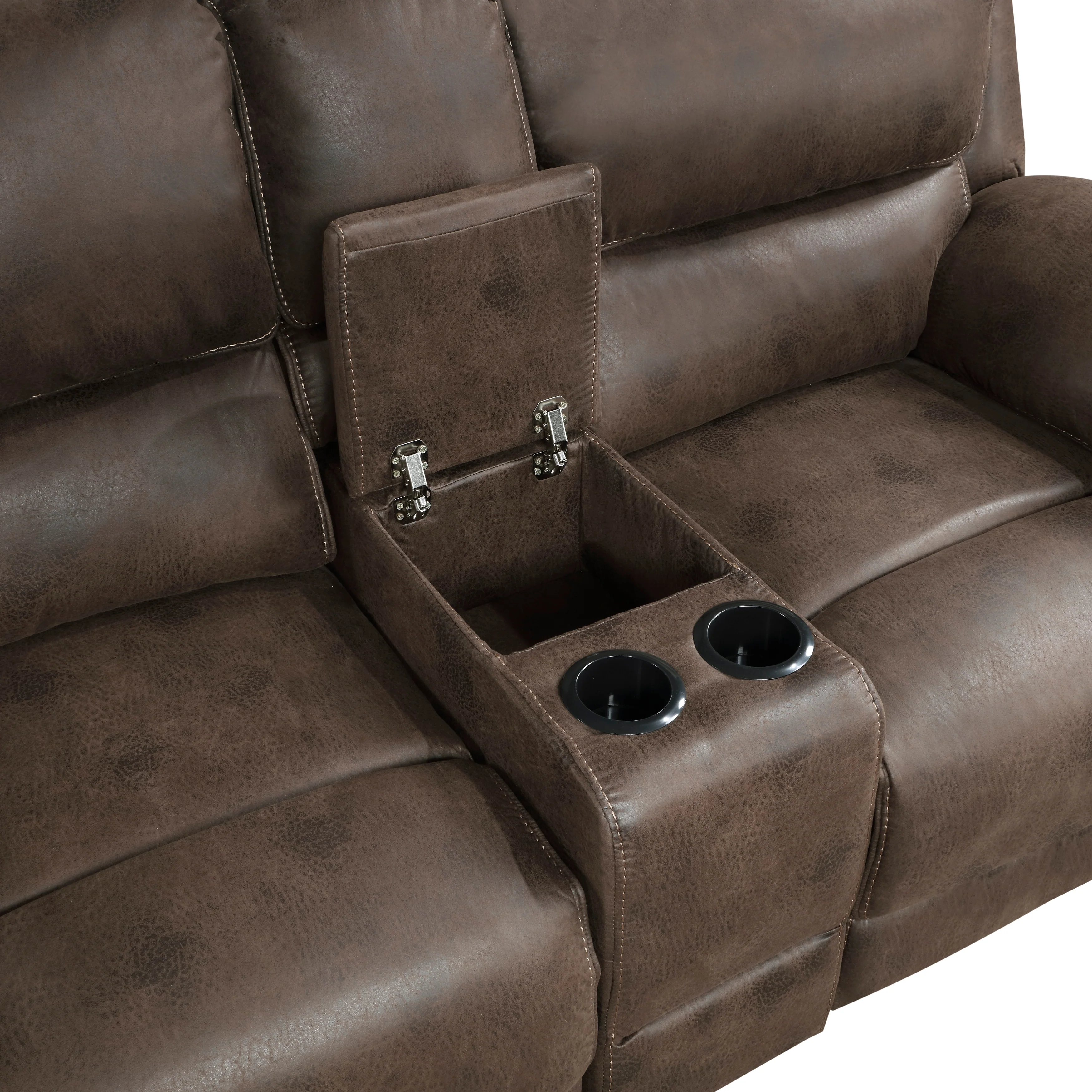 Proctor Double Reclining Loveseat with Center Console in Brown - 8517BRW-2 - Image 6