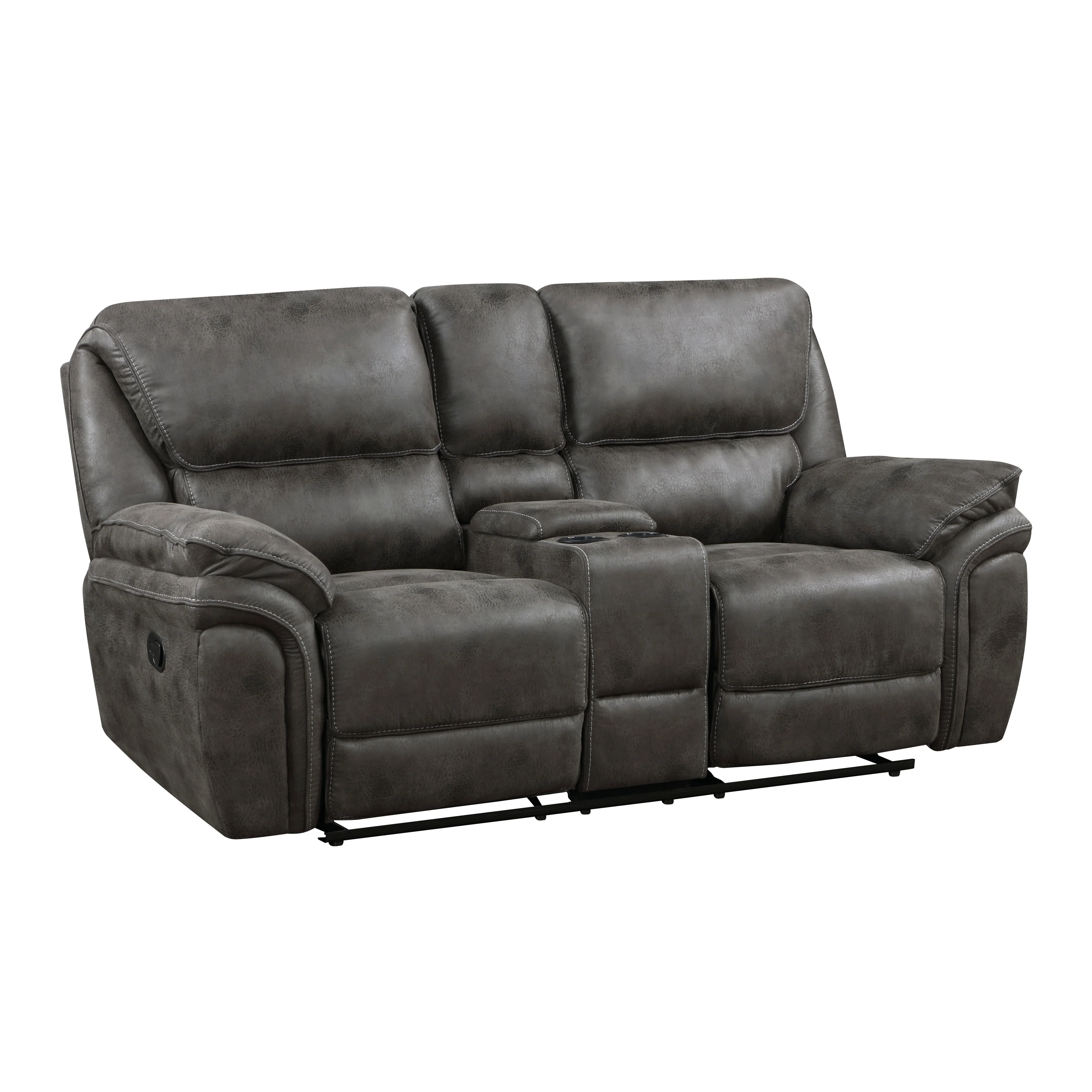 Proctor Double Reclining Loveseat with Center Console in Gray - 8517GRY-2 - Image 3