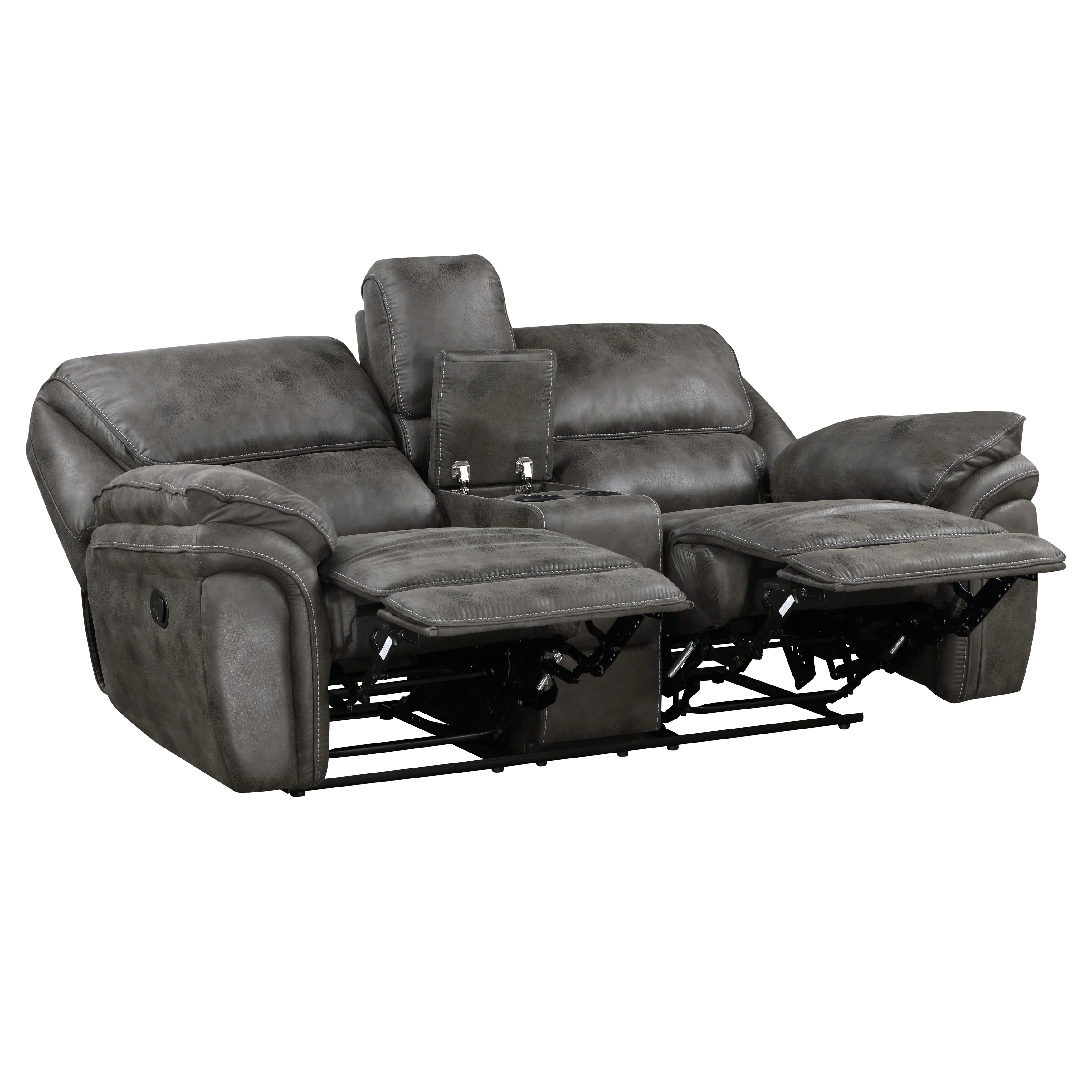 Proctor Double Reclining Loveseat with Center Console in Gray - 8517GRY-2 - Image 5