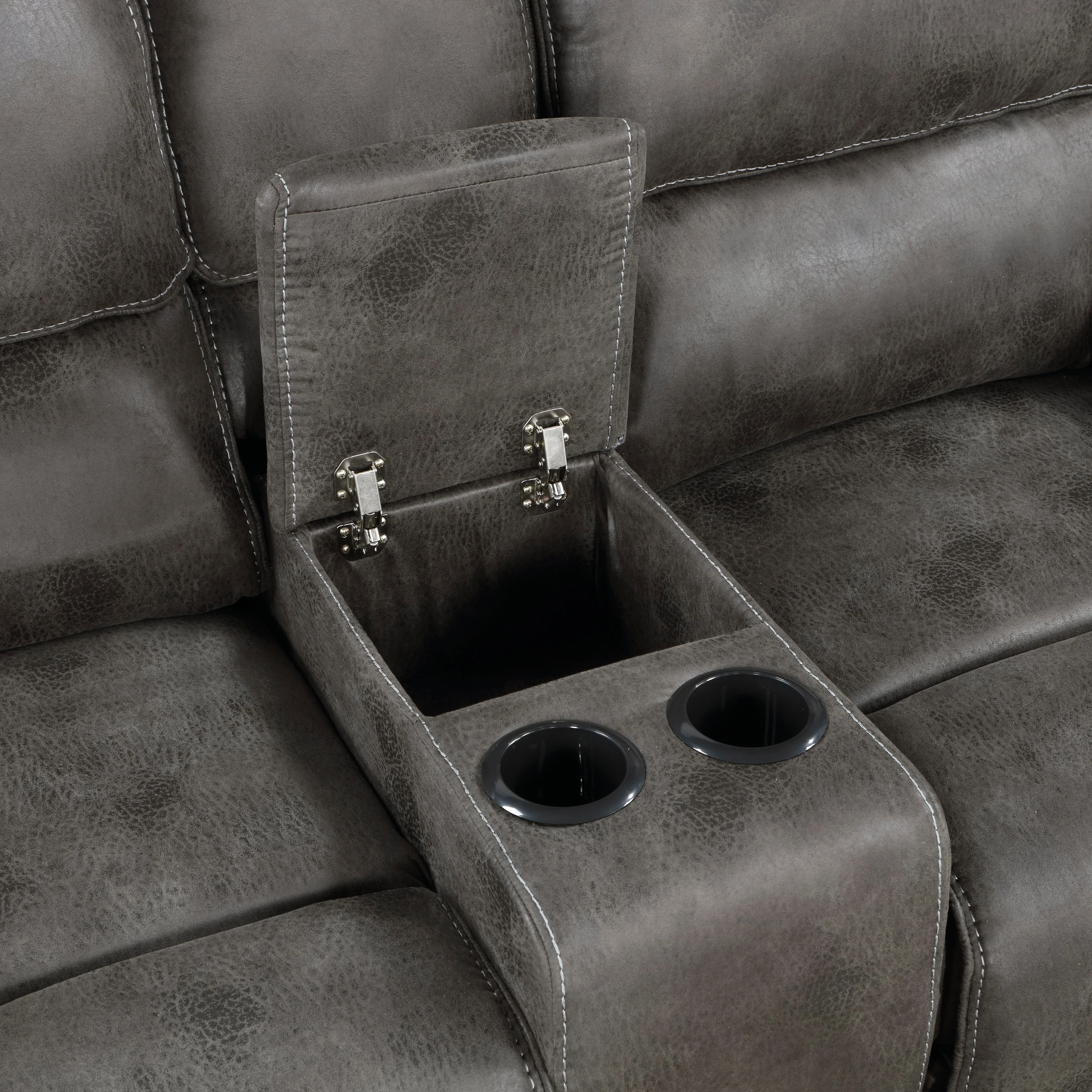 Proctor Double Reclining Loveseat with Center Console in Gray - 8517GRY-2 - Image 6