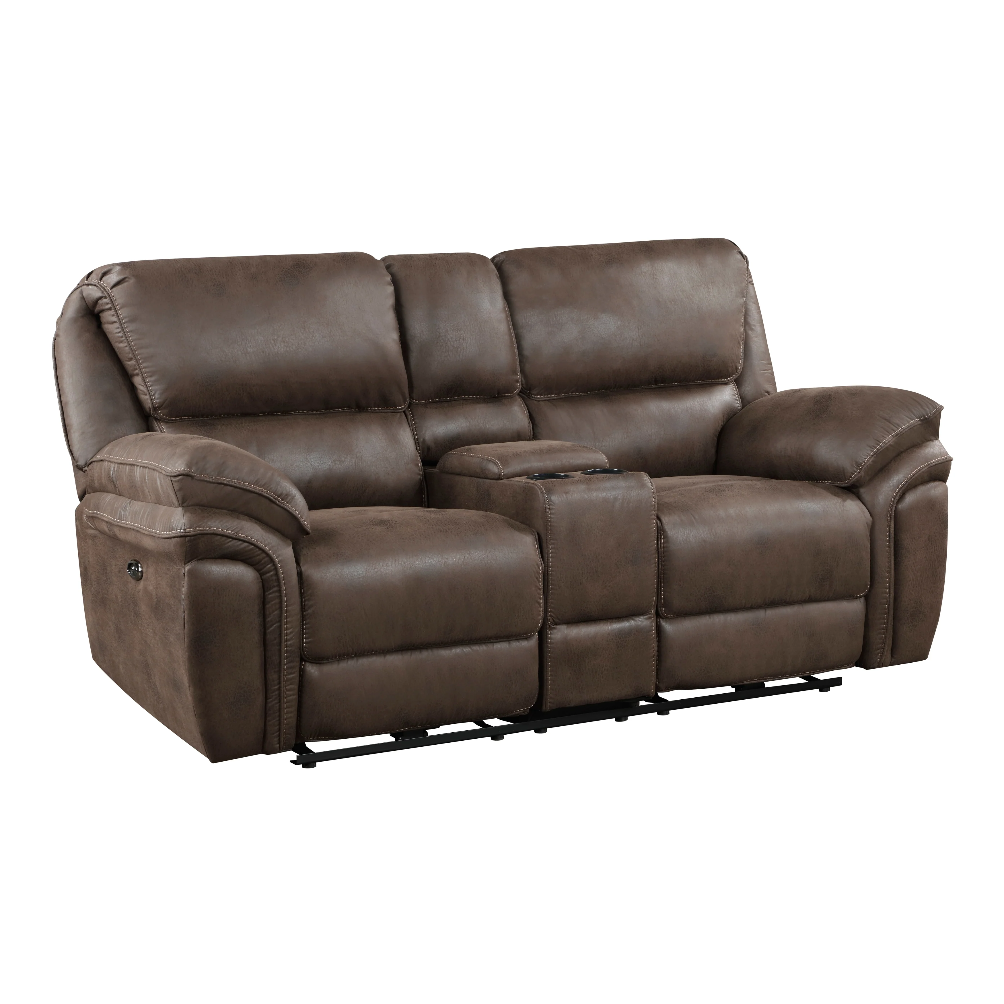 Proctor Power Double Reclining Loveseat with Center Console in Brown - 8517BRW-2PW - Image 2