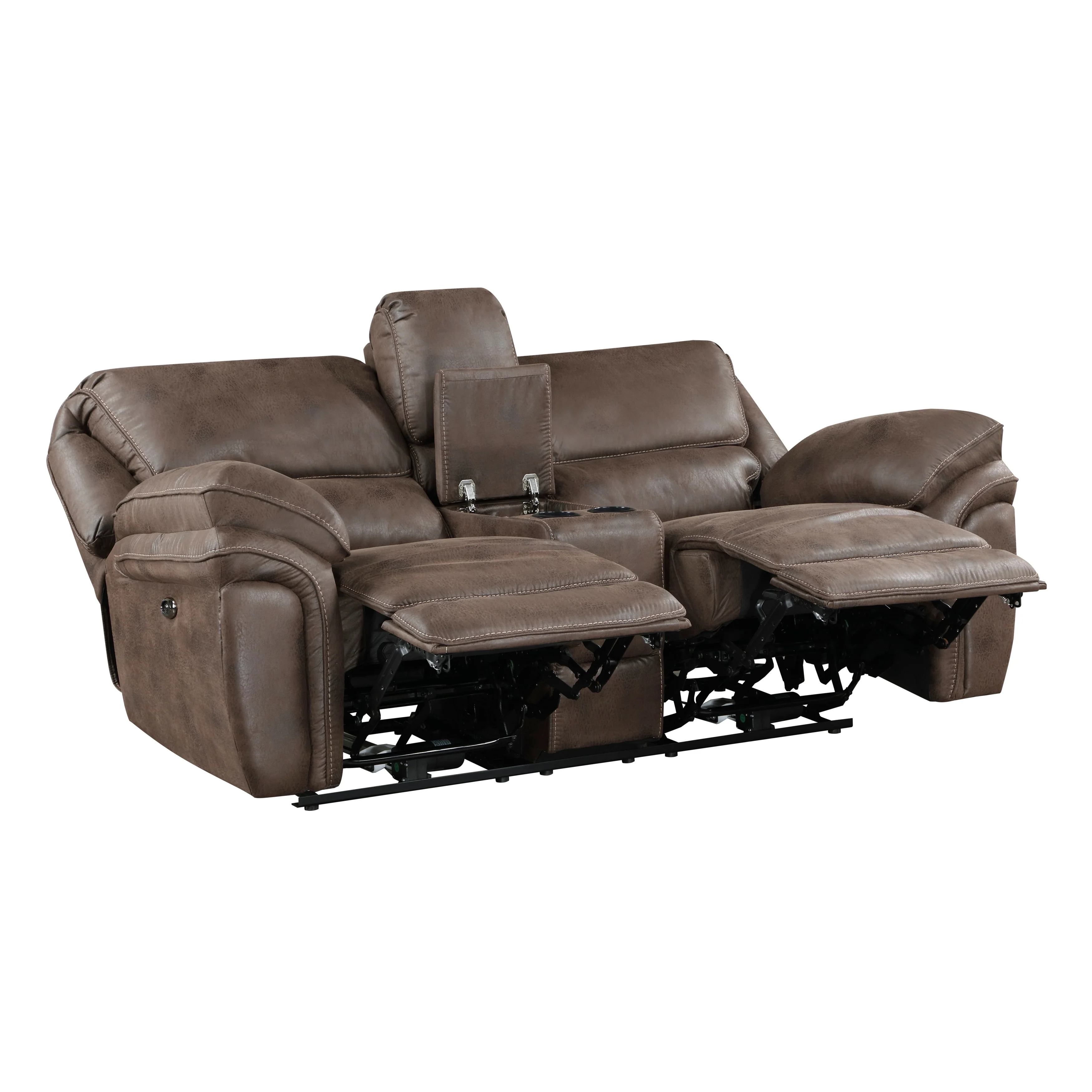 Proctor Power Double Reclining Loveseat with Center Console in Brown - 8517BRW-2PW - Image 4