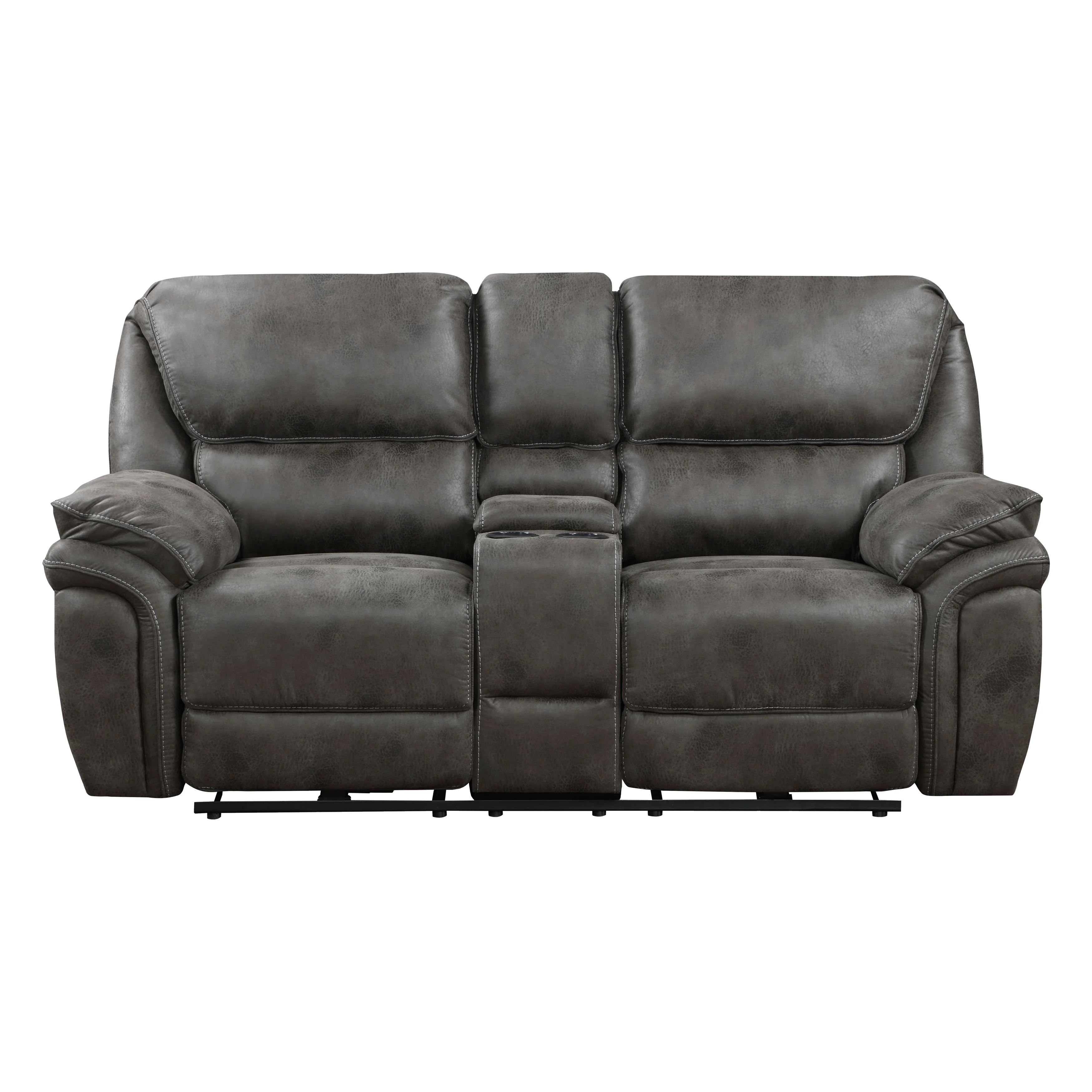 Proctor Power Double Reclining Loveseat with Center Console in Gray - 8517GRY-2PW