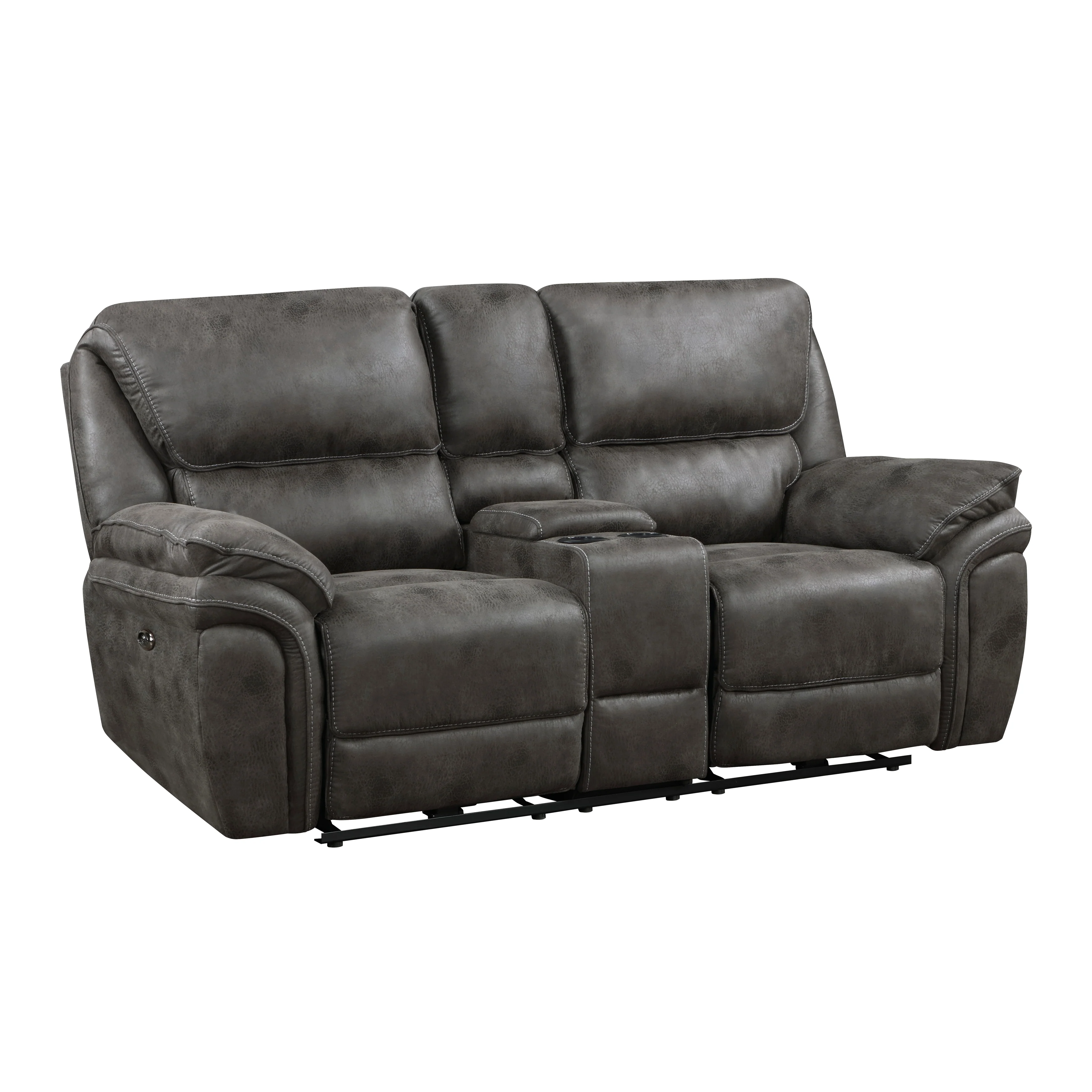 Proctor Power Double Reclining Loveseat with Center Console in Gray - 8517GRY-2PW - Image 2