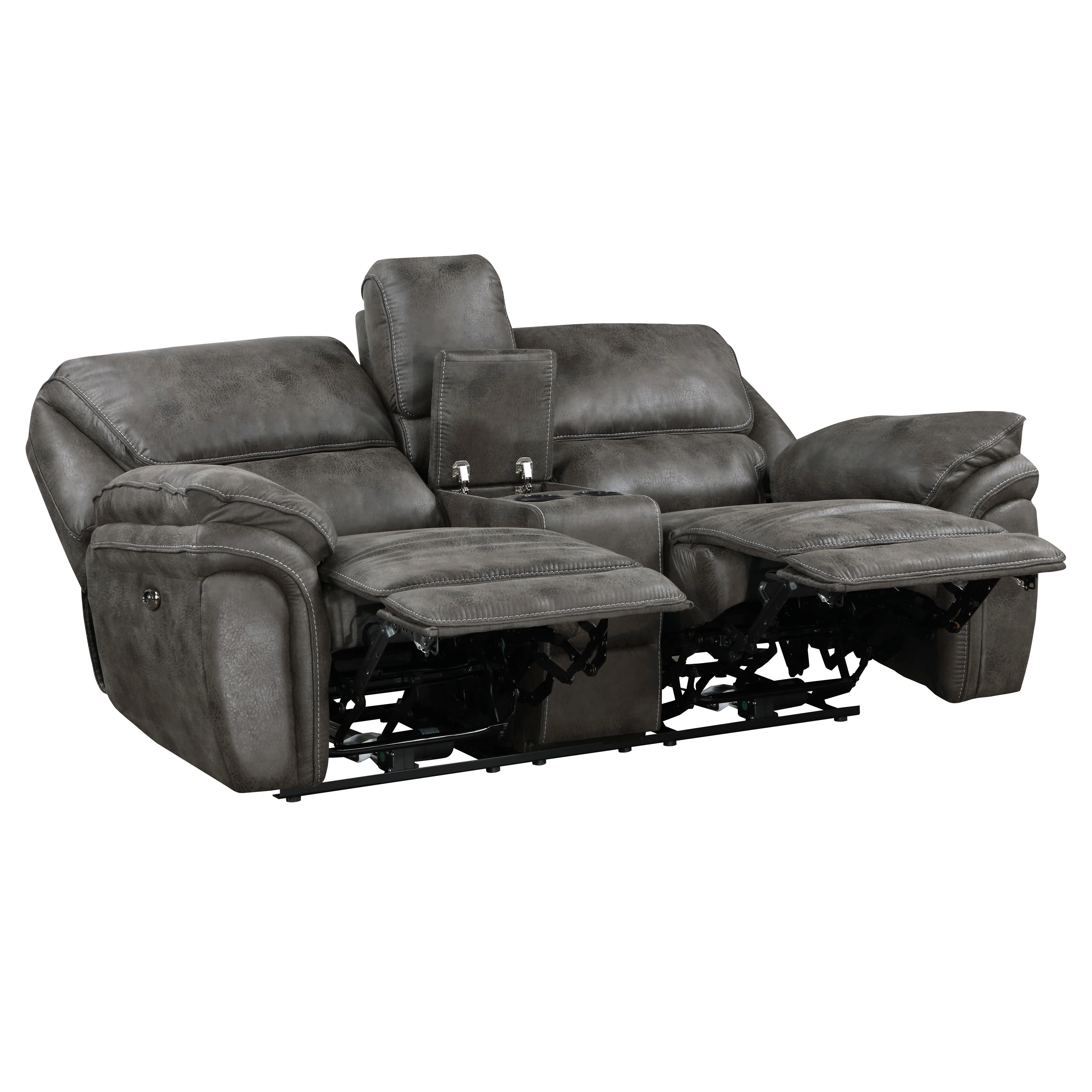 Proctor Power Double Reclining Loveseat with Center Console in Gray - 8517GRY-2PW - Image 4