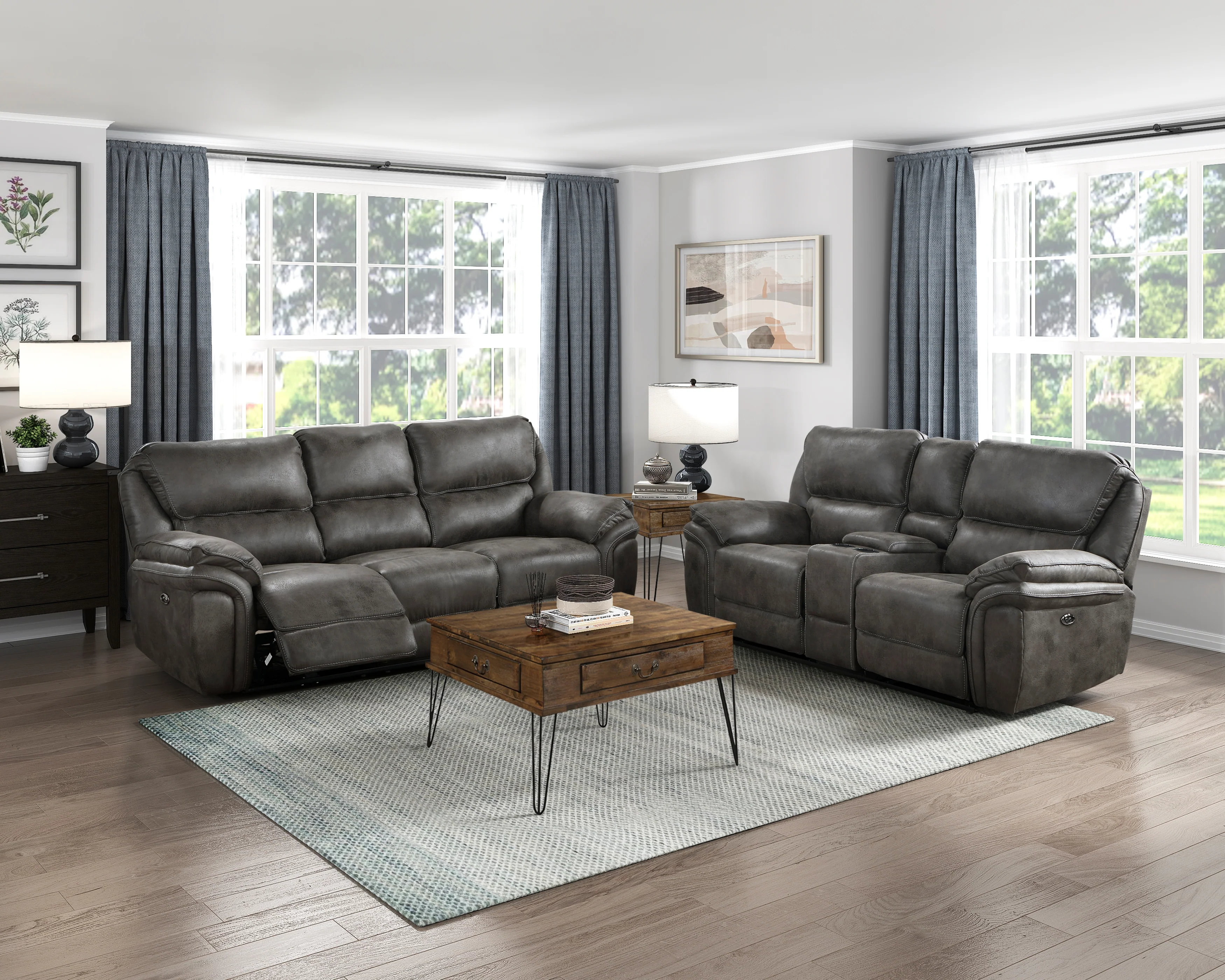 Proctor Power Double Reclining Loveseat with Center Console in Gray - 8517GRY-2PW - Image 6