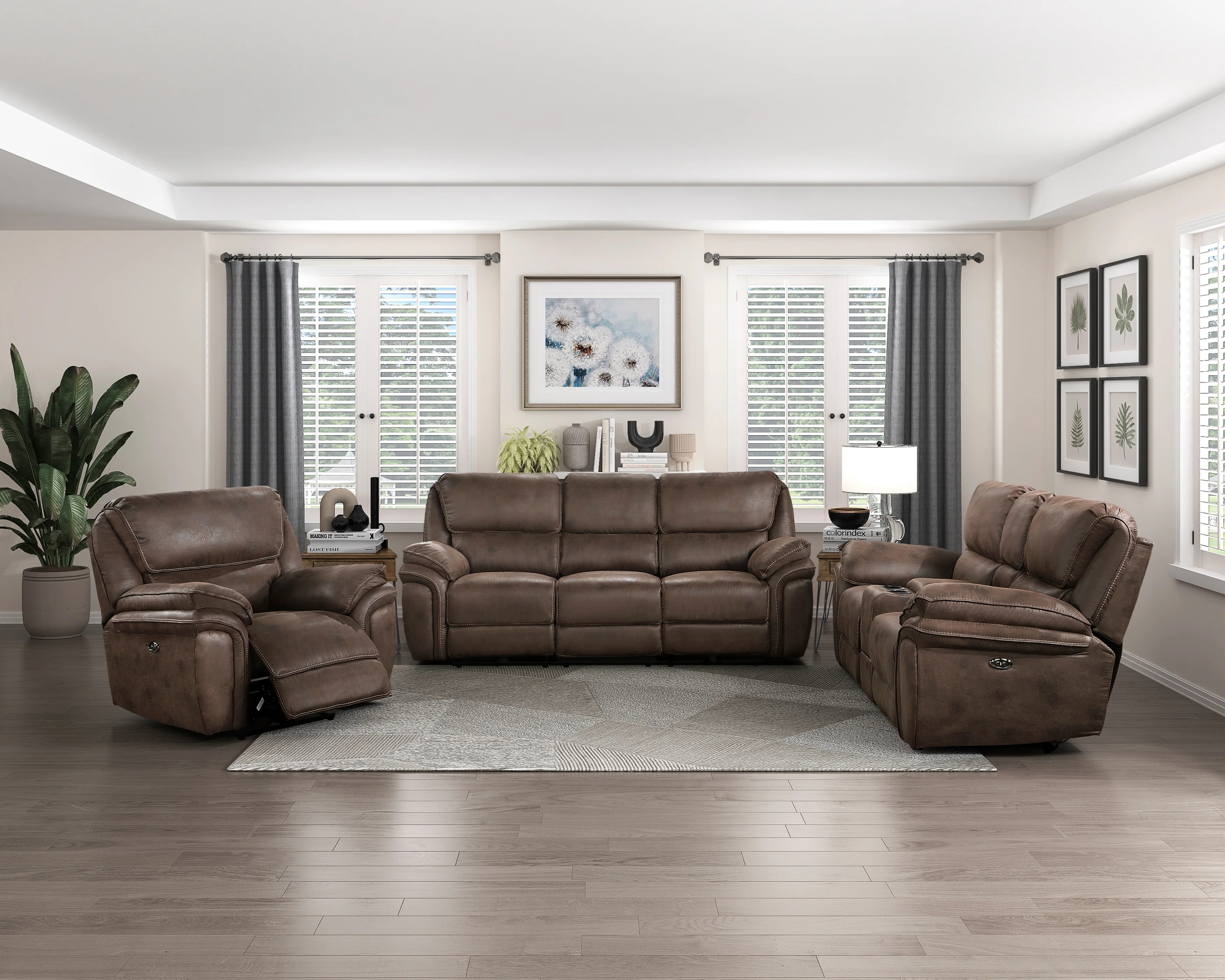 Proctor Power Double Reclining Sofa in Brown - 8517BRW-3PW - Image 5