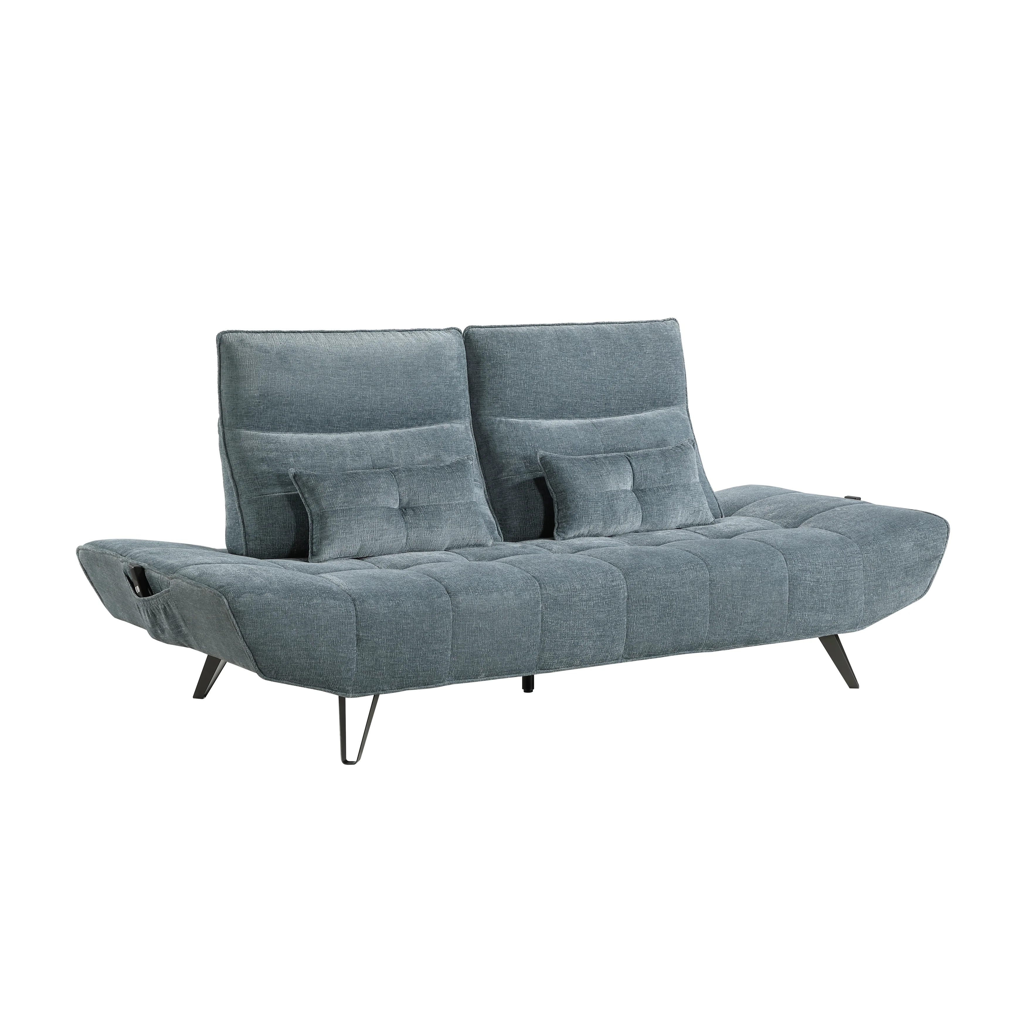 Quonsett Sofa with Power Adjustable Seat Depth and Manual Adjustable Headrests in Blue - 9556BUE-3PW - Image 3