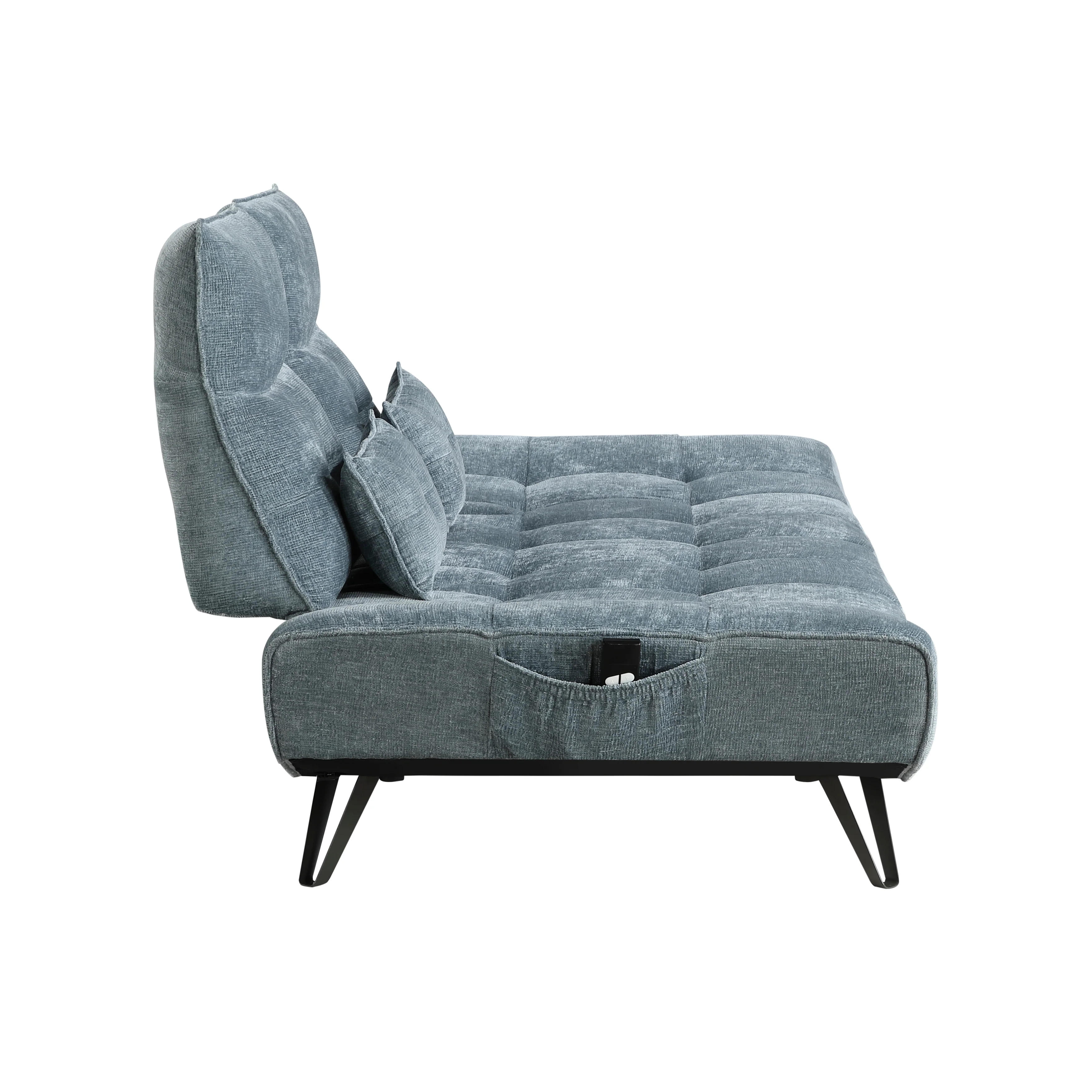 Quonsett Sofa with Power Adjustable Seat Depth and Manual Adjustable Headrests in Blue - 9556BUE-3PW - Image 6