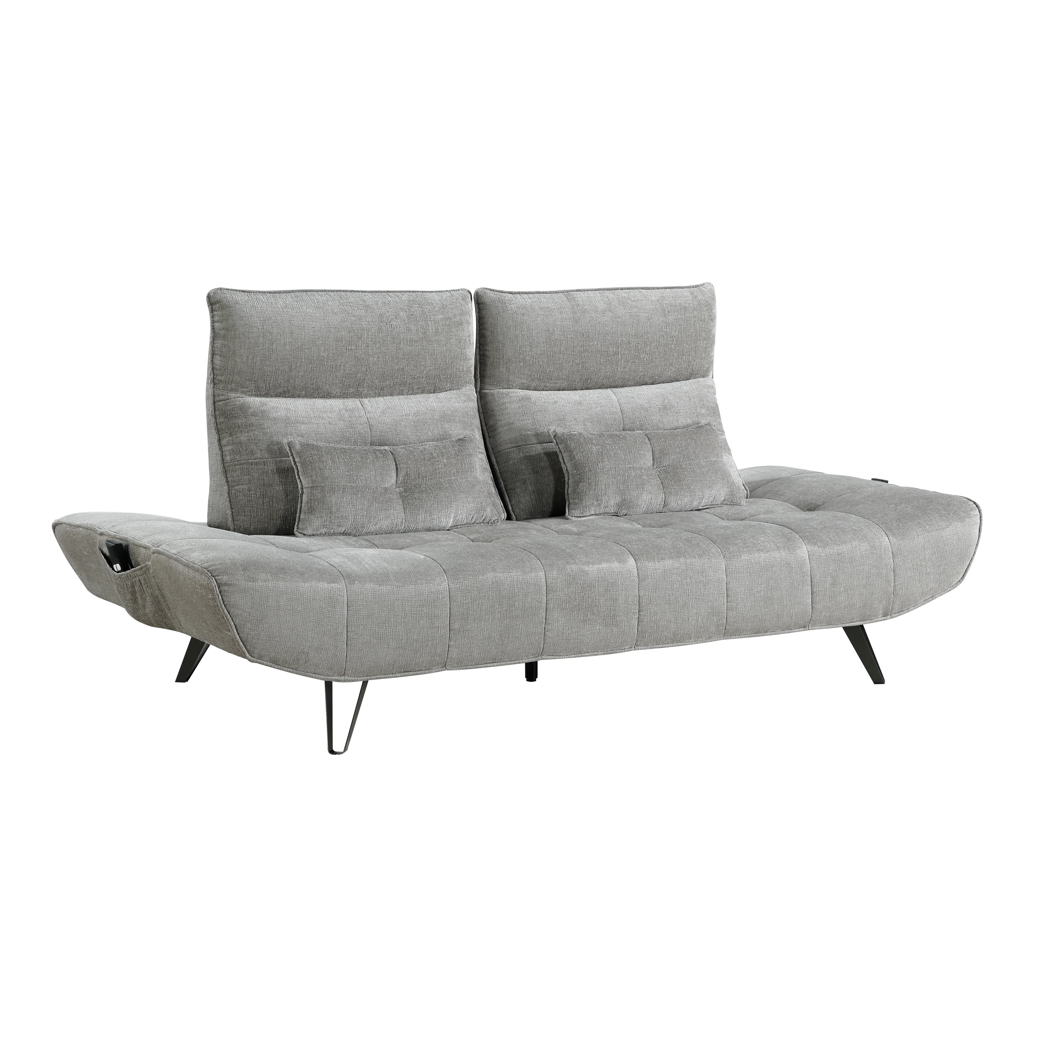 Quonsett Sofa with Power Adjustable Seat Depth and Manual Adjustable Headrests in Gray - 9556GRY-3PW - Image 3