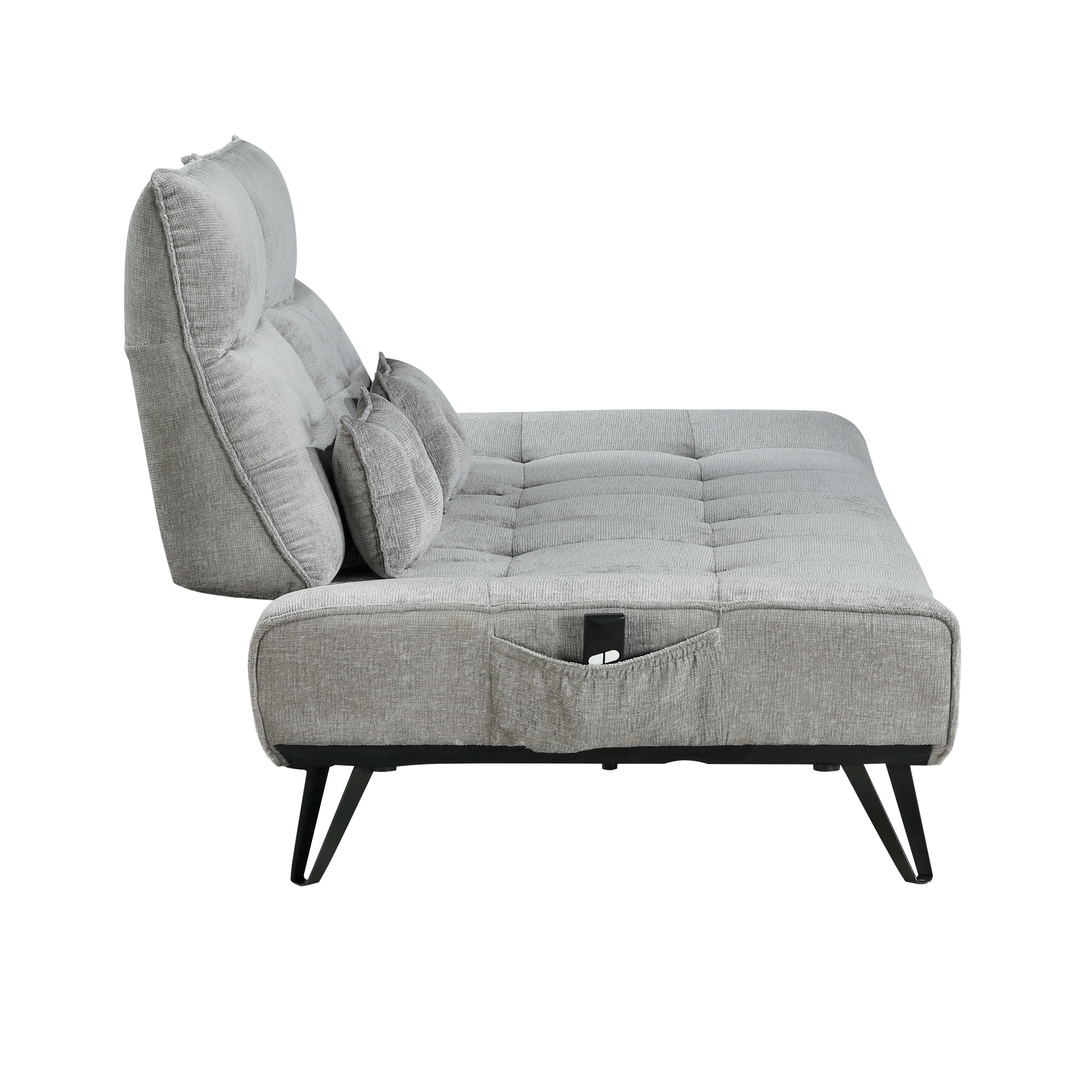 Quonsett Sofa with Power Adjustable Seat Depth and Manual Adjustable Headrests in Gray - 9556GRY-3PW - Image 6