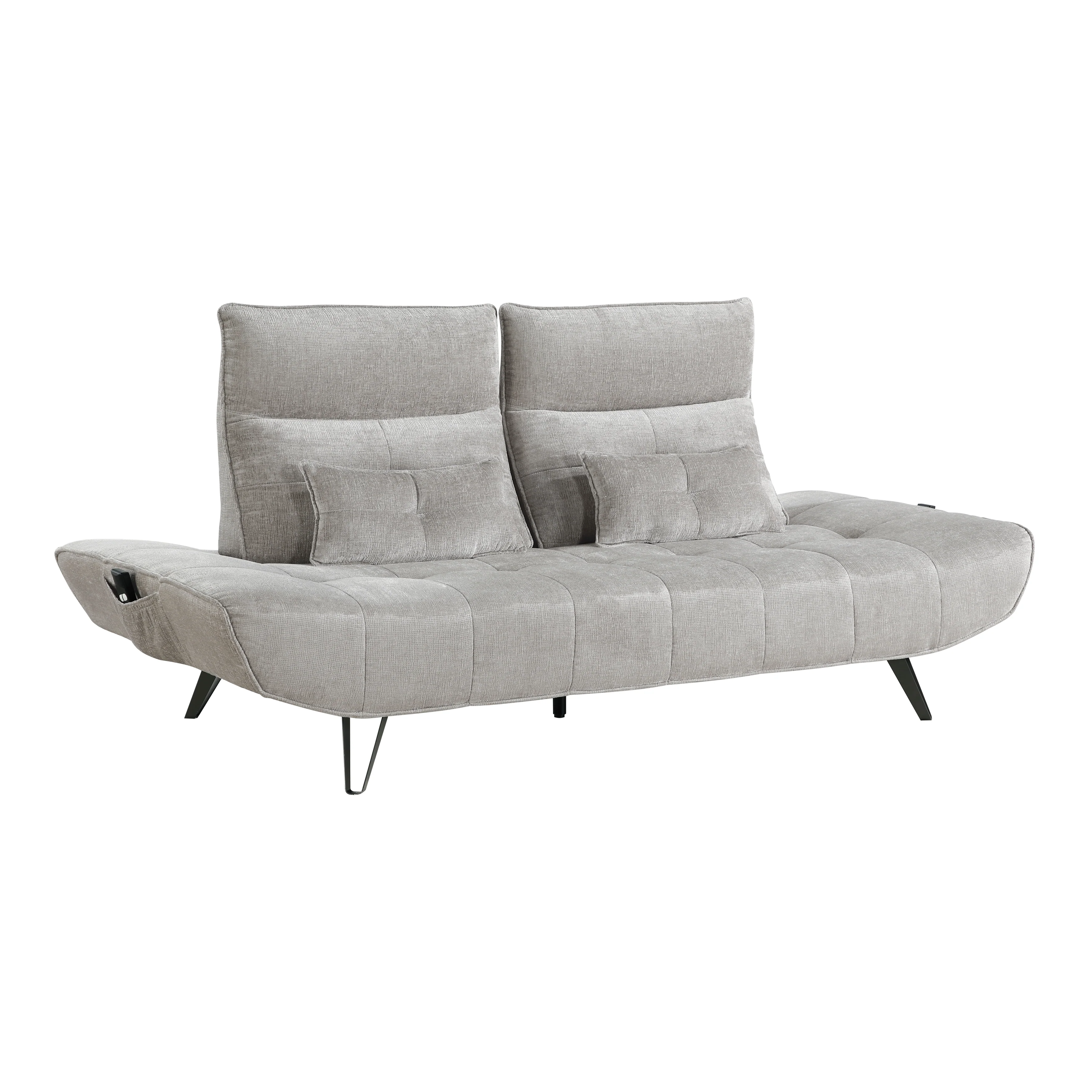 Quonsett Sofa with Power Adjustable Seat Depth and Manual Adjustable Headrests in Gray - 9556LGY-3PW - Image 3