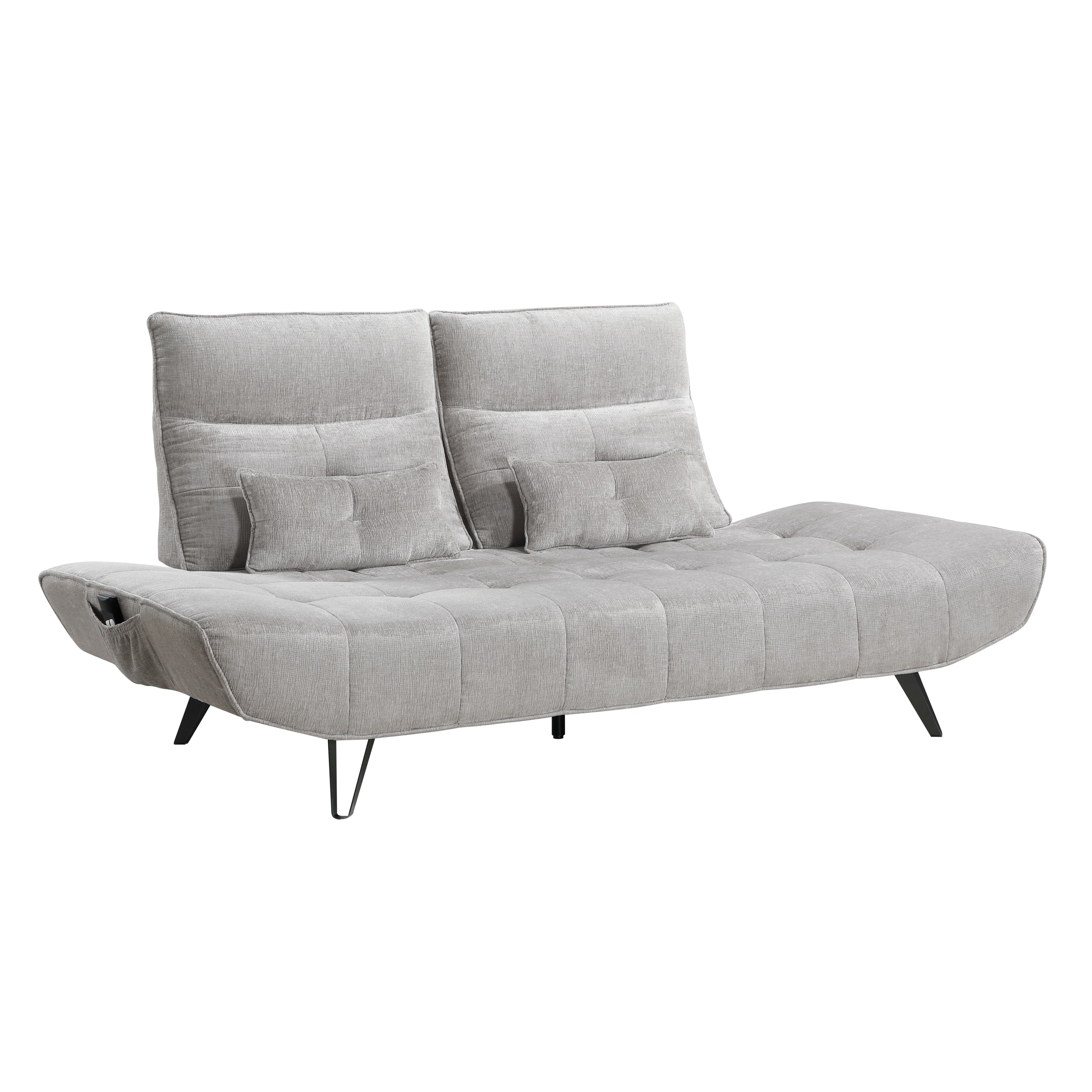 Quonsett Sofa with Power Adjustable Seat Depth and Manual Adjustable Headrests in Gray - 9556LGY-3PW - Image 4