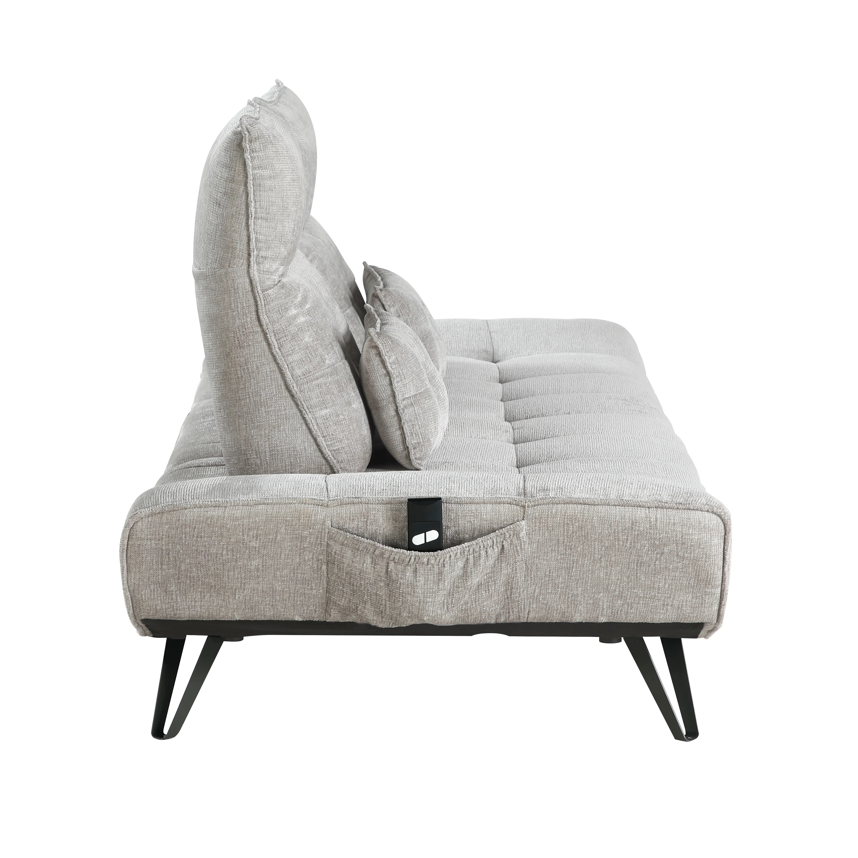 Quonsett Sofa with Power Adjustable Seat Depth and Manual Adjustable Headrests in Gray - 9556LGY-3PW - Image 5