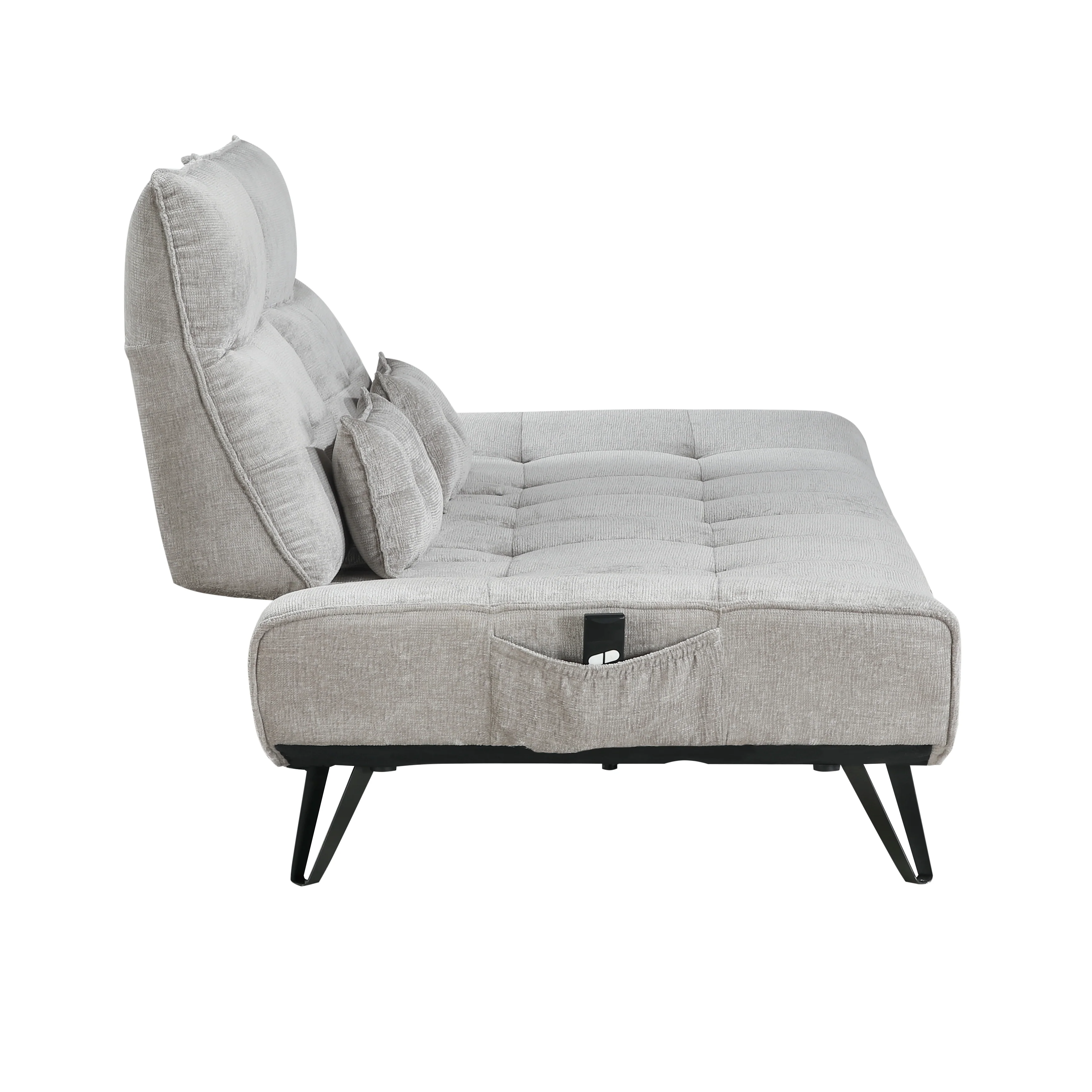 Quonsett Sofa with Power Adjustable Seat Depth and Manual Adjustable Headrests in Gray - 9556LGY-3PW - Image 6