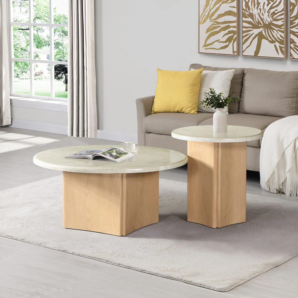 Qwin Coffee Table w/Natrual Marble Top - Image 7