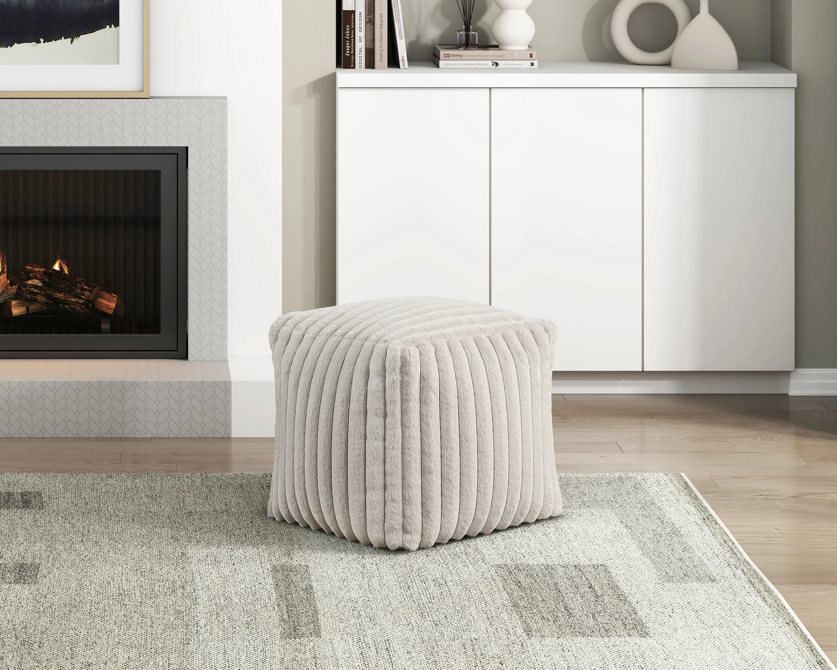 Simpsonville Pouf in White - P31001 - Image 3
