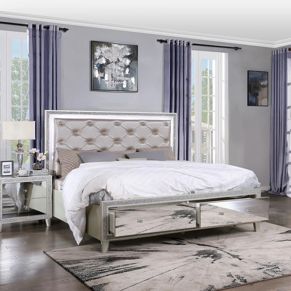 Sliverfluff CK Bed w/Storage & LED