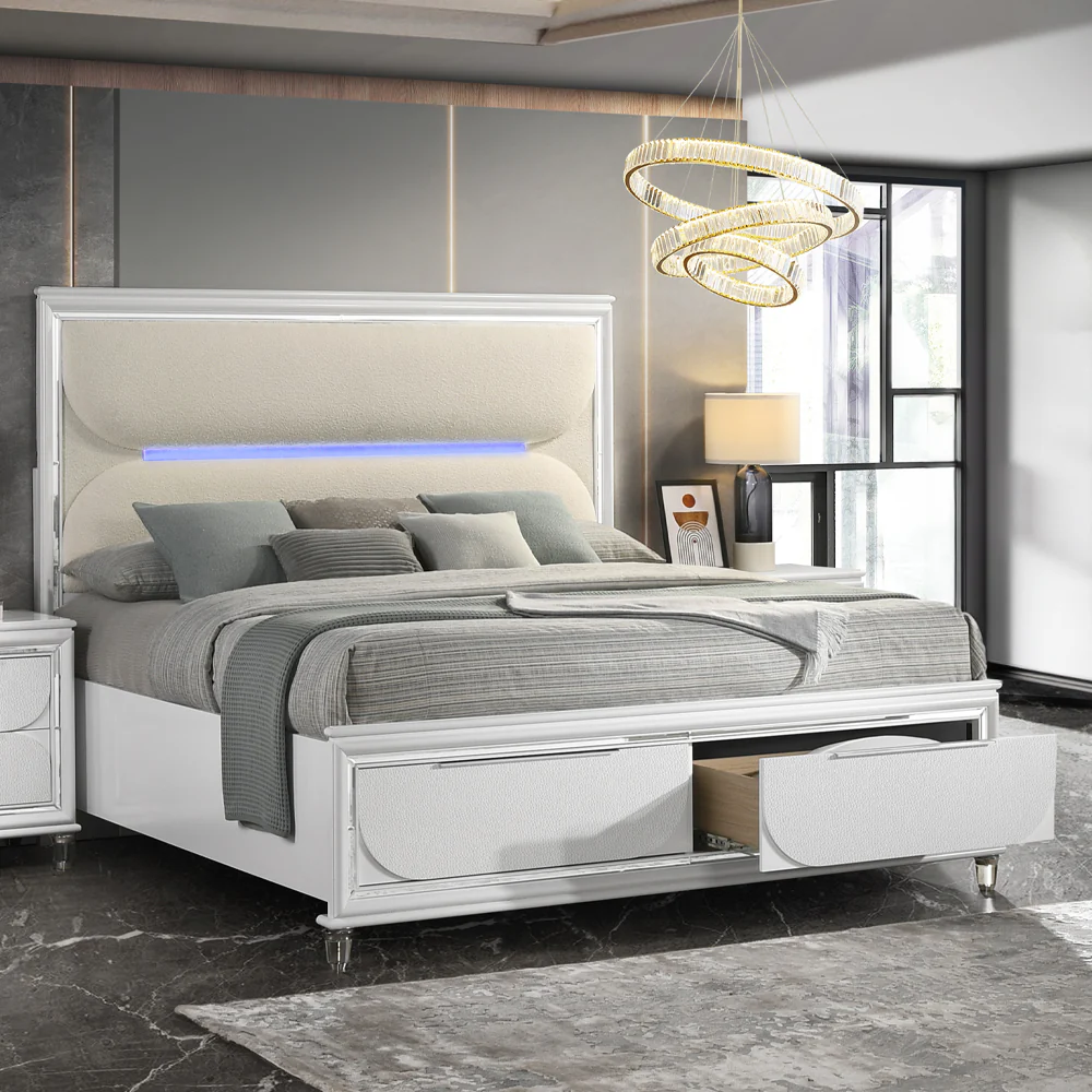 Tarian Eastern King Bed w/Storage & LED
