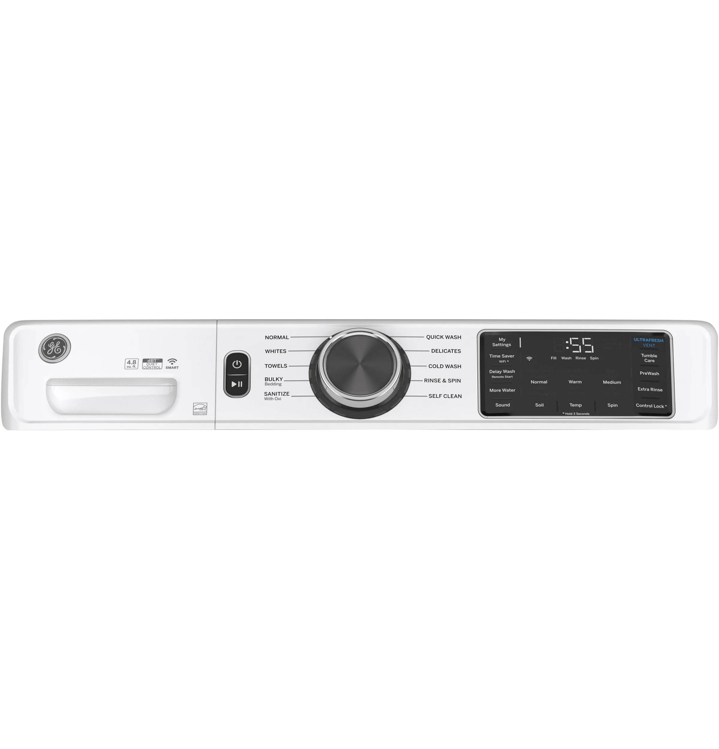 GE® ENERGY STAR 4.8 cu. ft. Capacity Smart Front Load ® Washer with UltraFresh Vent System with OdorBlock™ and Sanitize w/Oxi GFW550SSNWW - Image 3