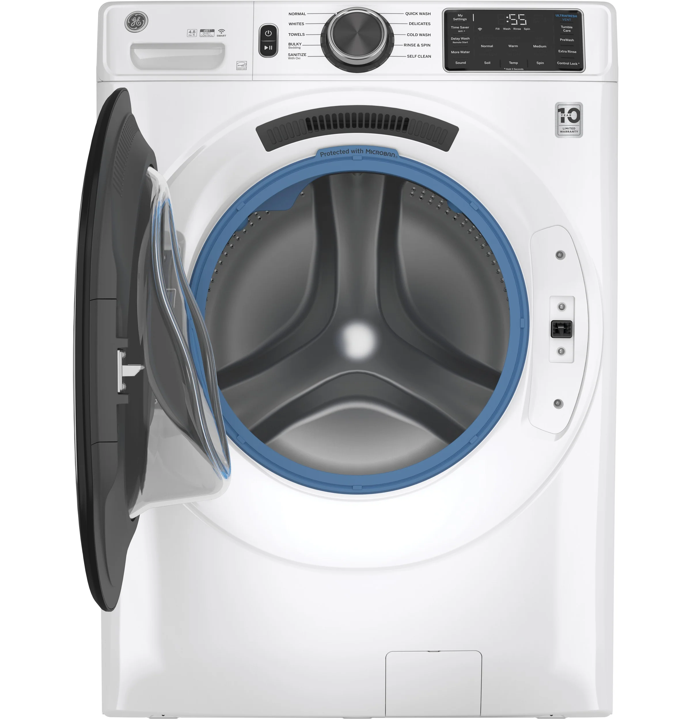 GE® ENERGY STAR 4.8 cu. ft. Capacity Smart Front Load ® Washer with UltraFresh Vent System with OdorBlock™ and Sanitize w/Oxi GFW550SSNWW - Image 4