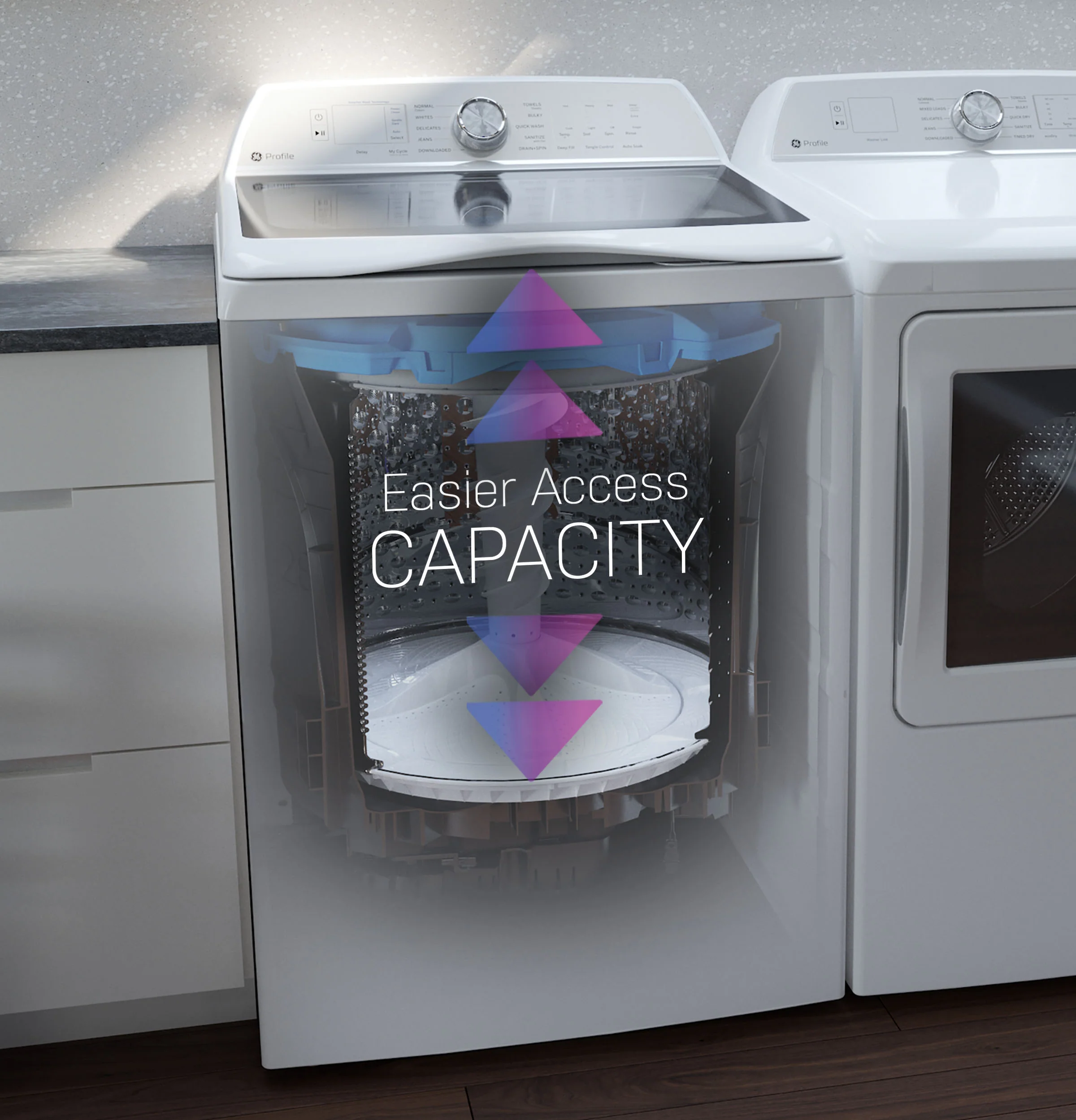 GE Profile™ ENERGY STAR® 5.0  cu. ft. Capacity Washer with Smarter Wash Technology and FlexDispense PTW600BSRWS - Image 4